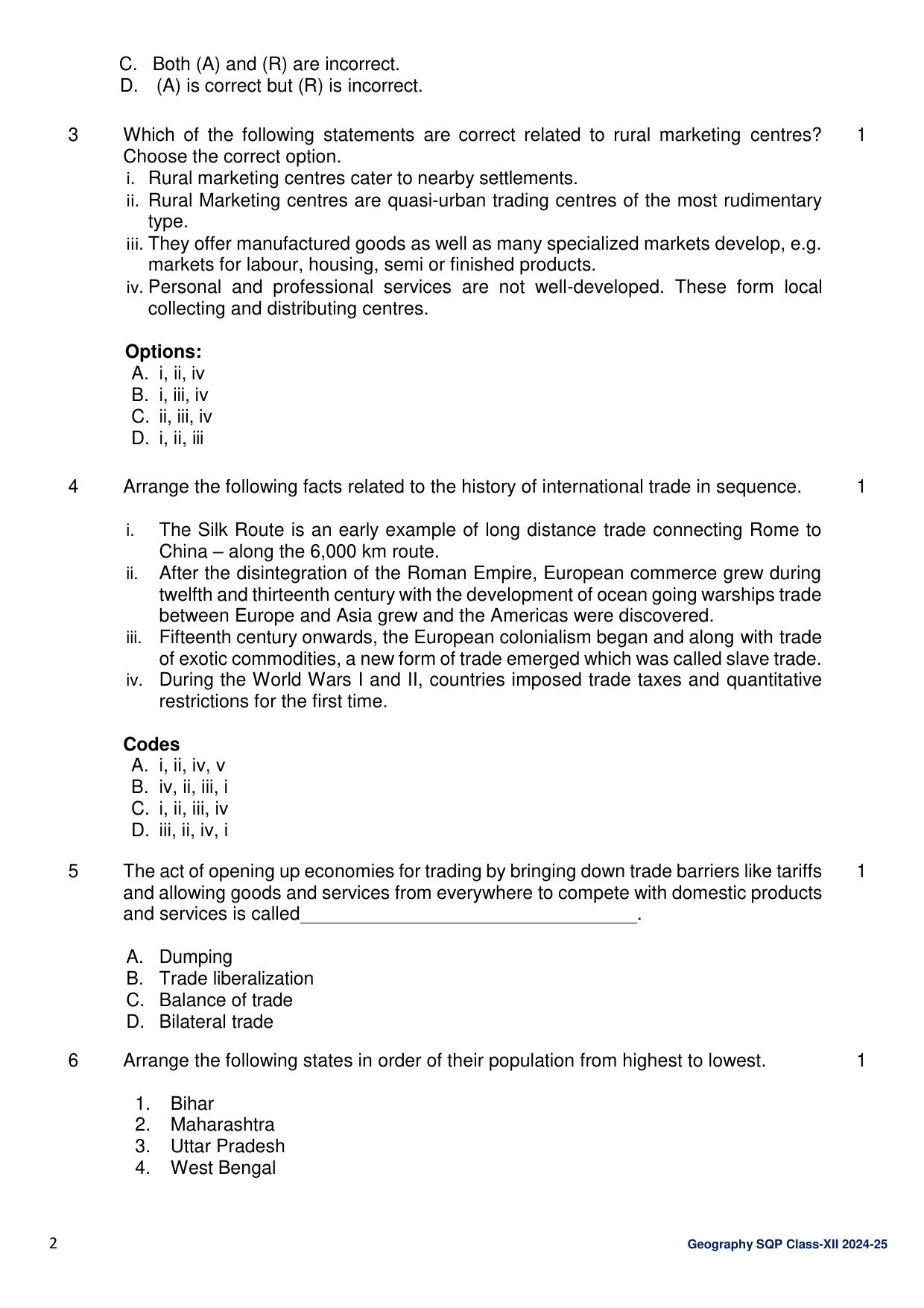 CBSE Class 12 Geography Sample Question Paper 2024-25 - Page 2