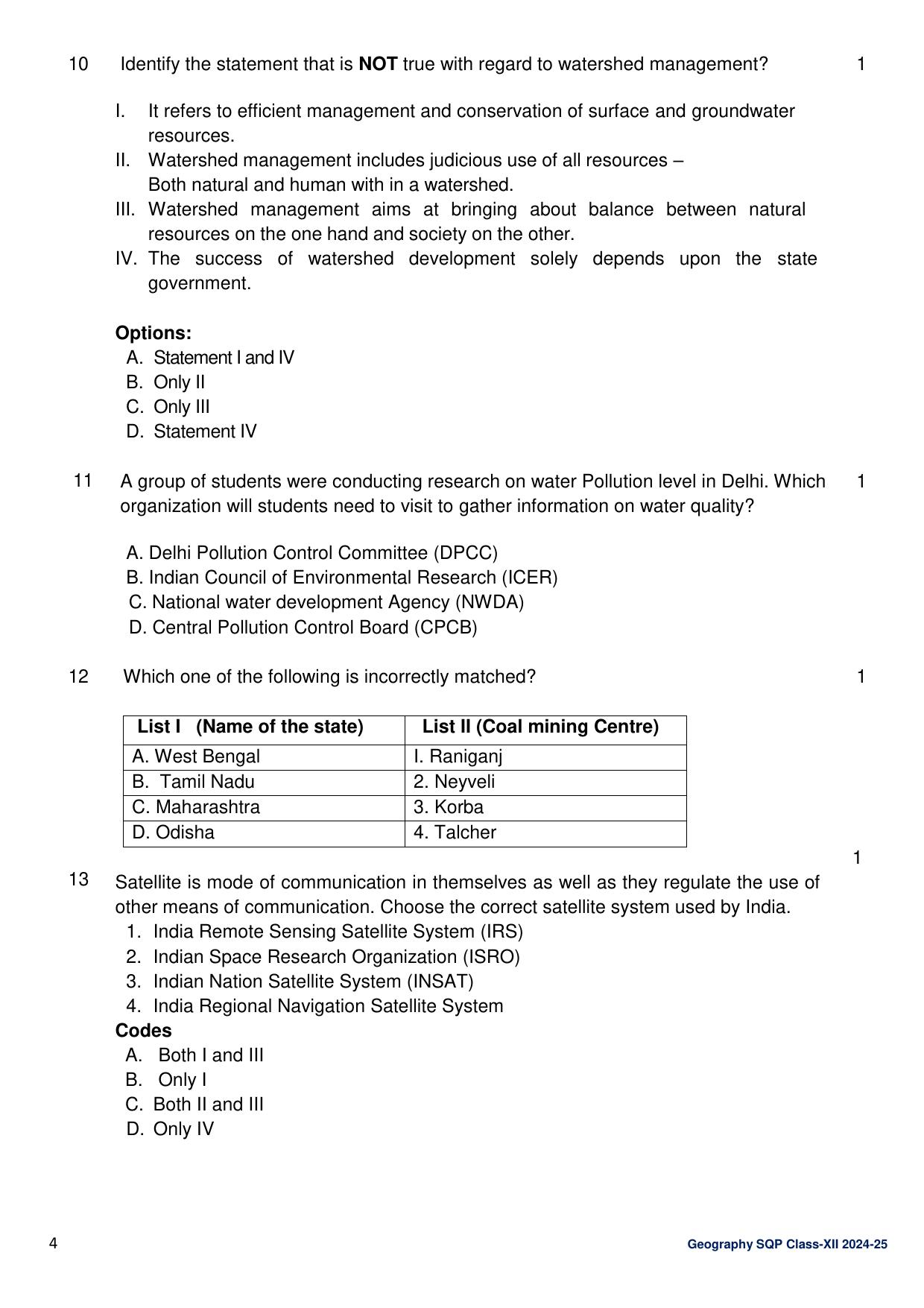 CBSE Class 12 Geography Sample Question Paper 2024-25 - Page 4