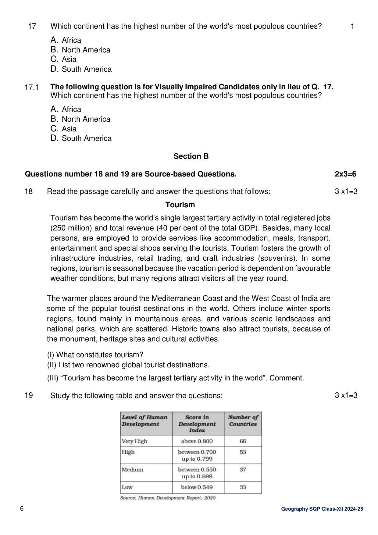 CBSE Class 12 Geography Sample Question Paper 2024-25 - Page 6