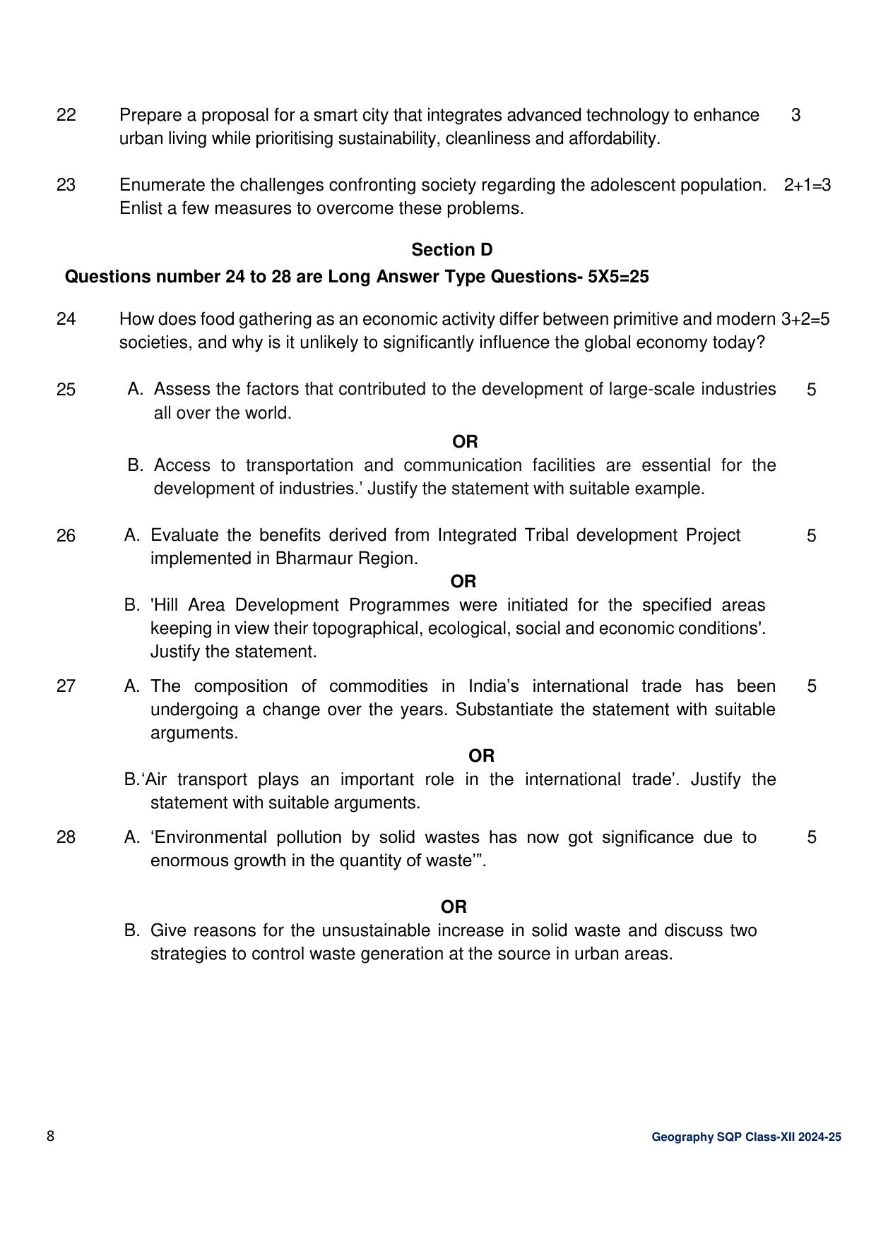 CBSE Class 12 Geography Sample Question Paper 2024-25 - Page 8