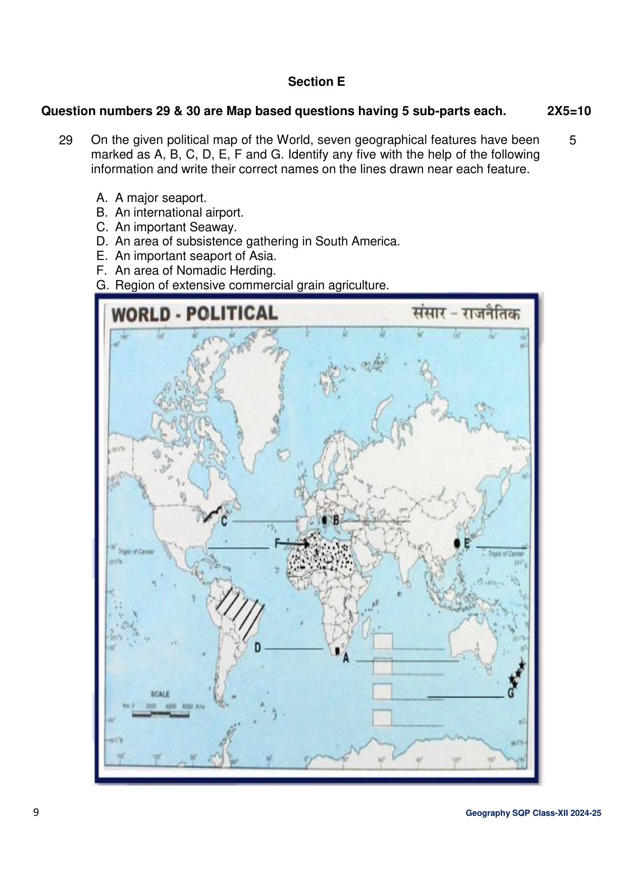 CBSE Class 12 Geography Sample Question Paper 2024-25 - Page 9