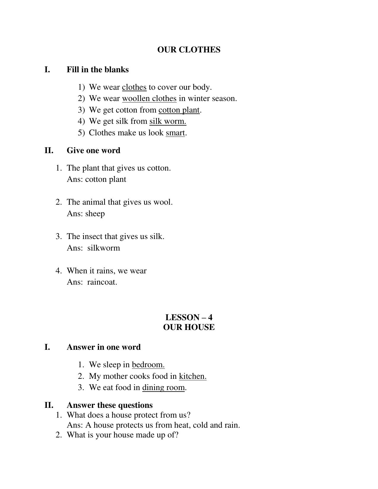 Worksheet for Class 1 Social Studies Assignment 1 - Page 2