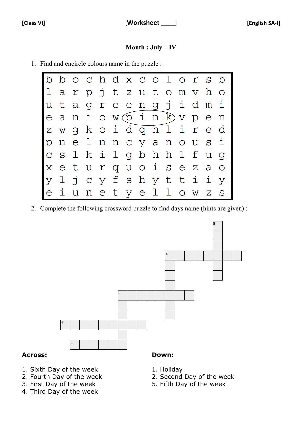 CBSE Worksheets for Class 6 English SA1 Practice Assignment 12 - Page 1