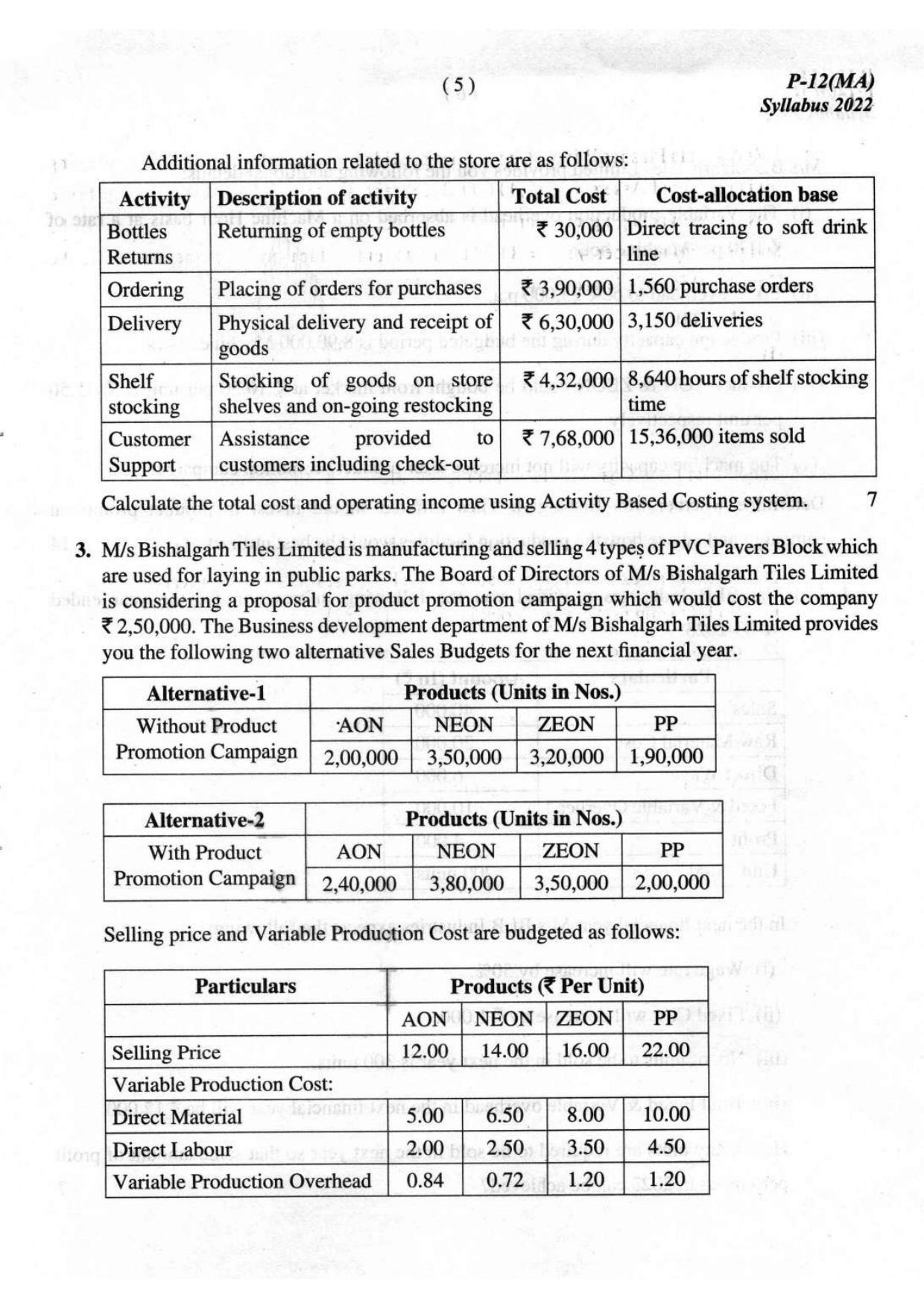 ICMAI Intermediate December 2023 Question Paper - Management Accounting - Page 5