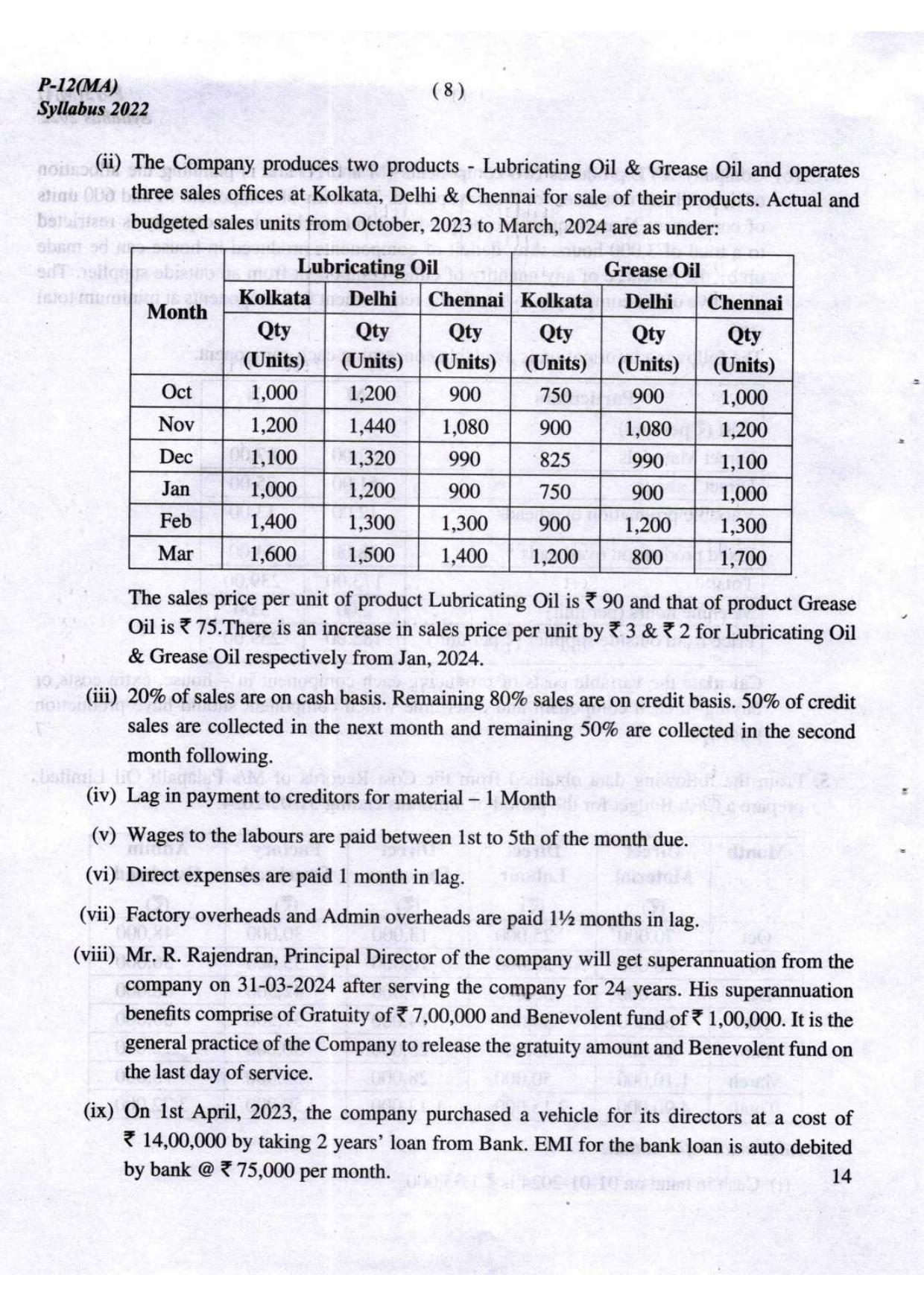ICMAI Intermediate December 2023 Question Paper - Management Accounting - Page 8