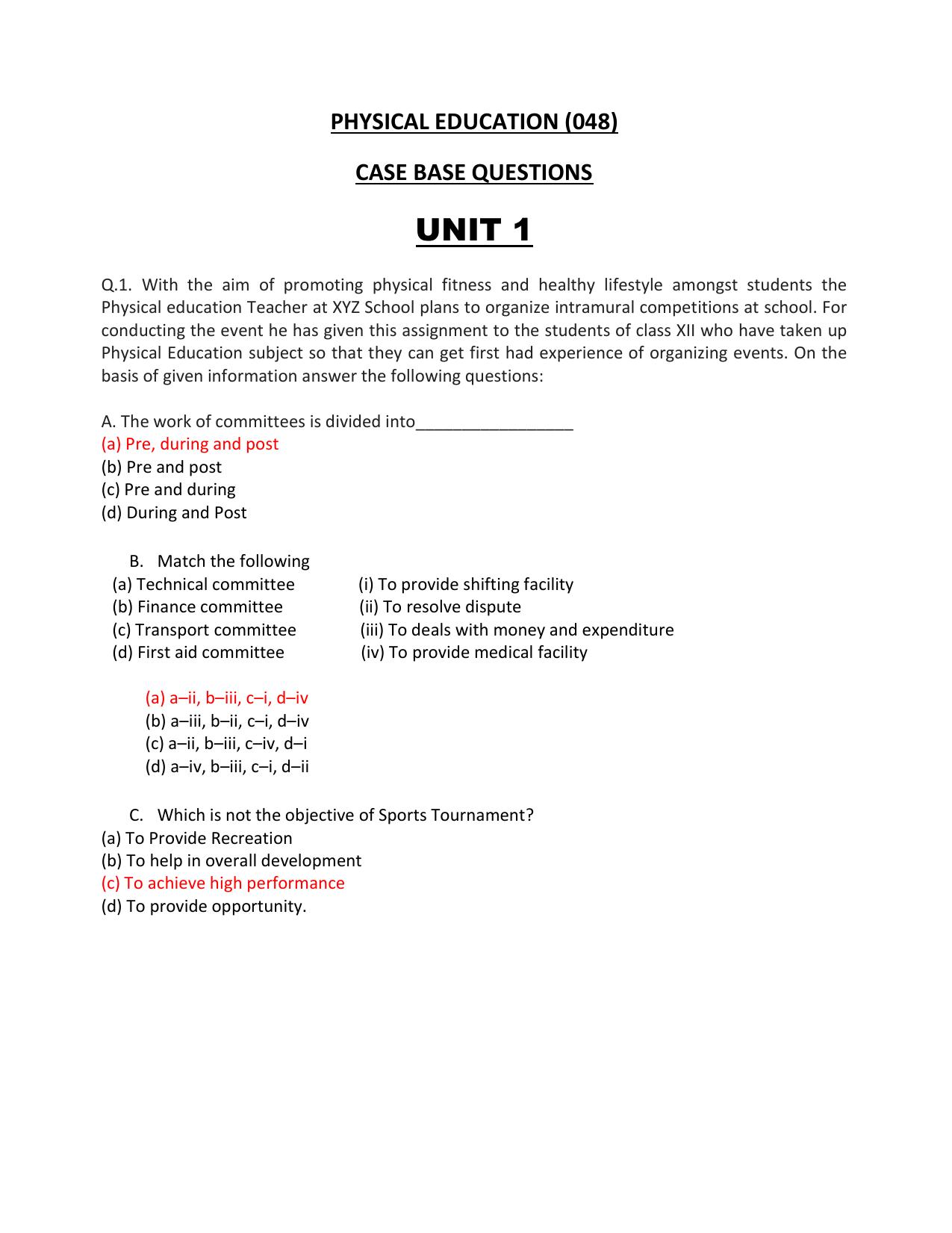 CBSE Class XII Physical Education Question Bank - Page 1