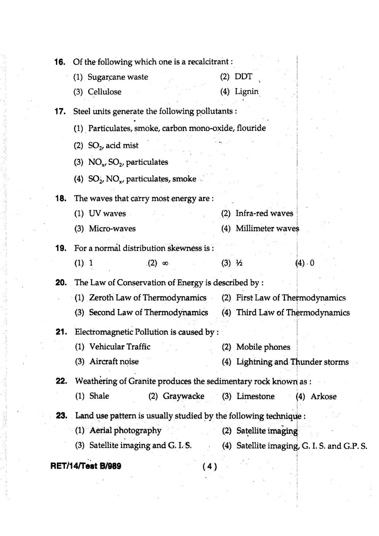 BHU RET Environment & Sustainable Development 2014 Question Paper - Page 6