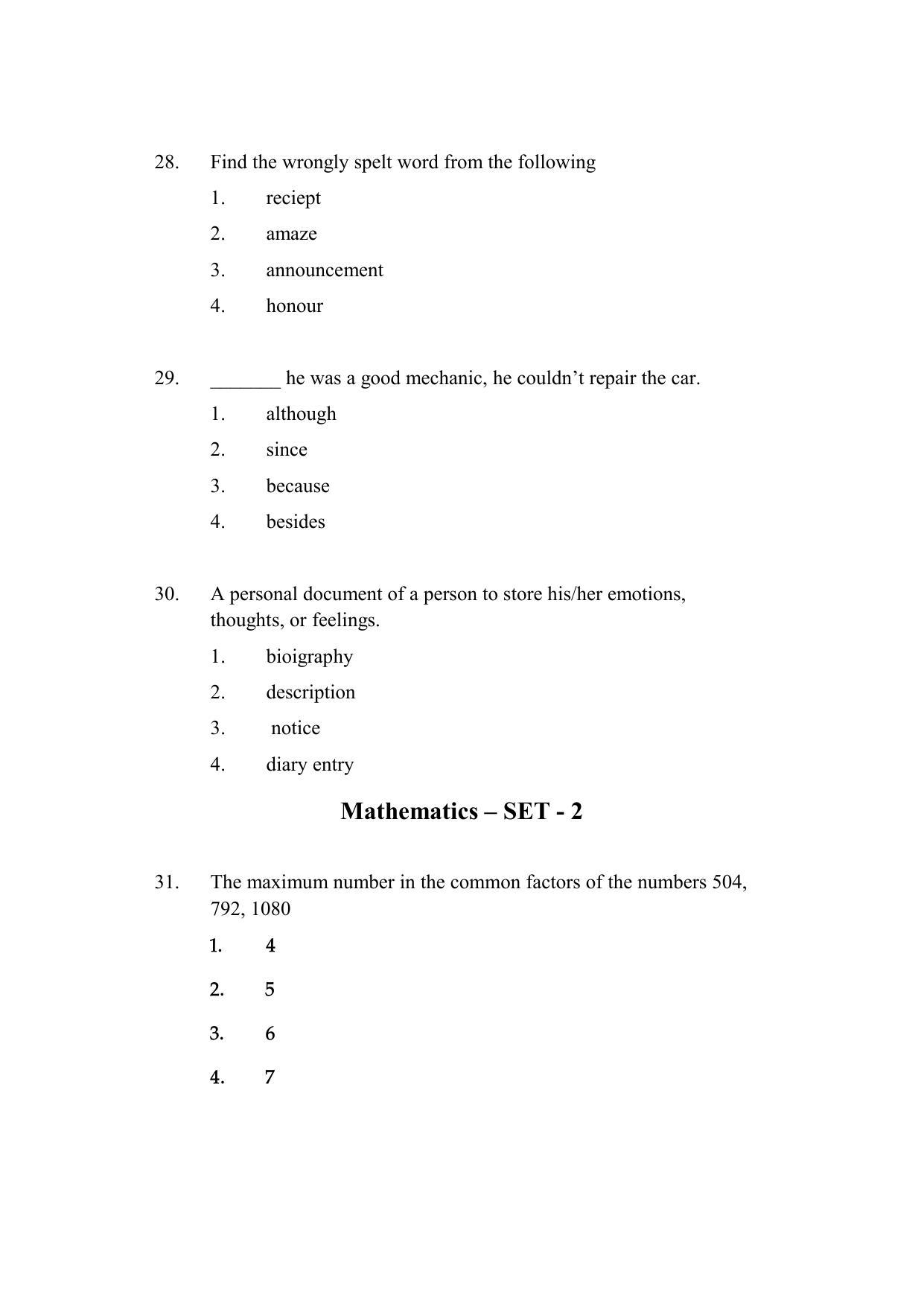 AP DEECET MATHEMATICS (English Medium) 2022 Question Paper - Page 8