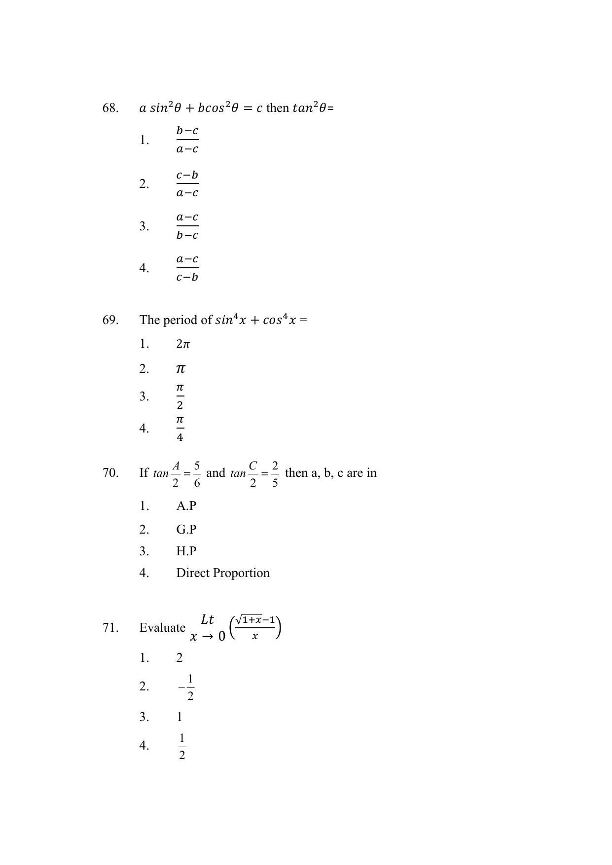 AP DEECET MATHEMATICS (English Medium) 2022 Question Paper - Page 19