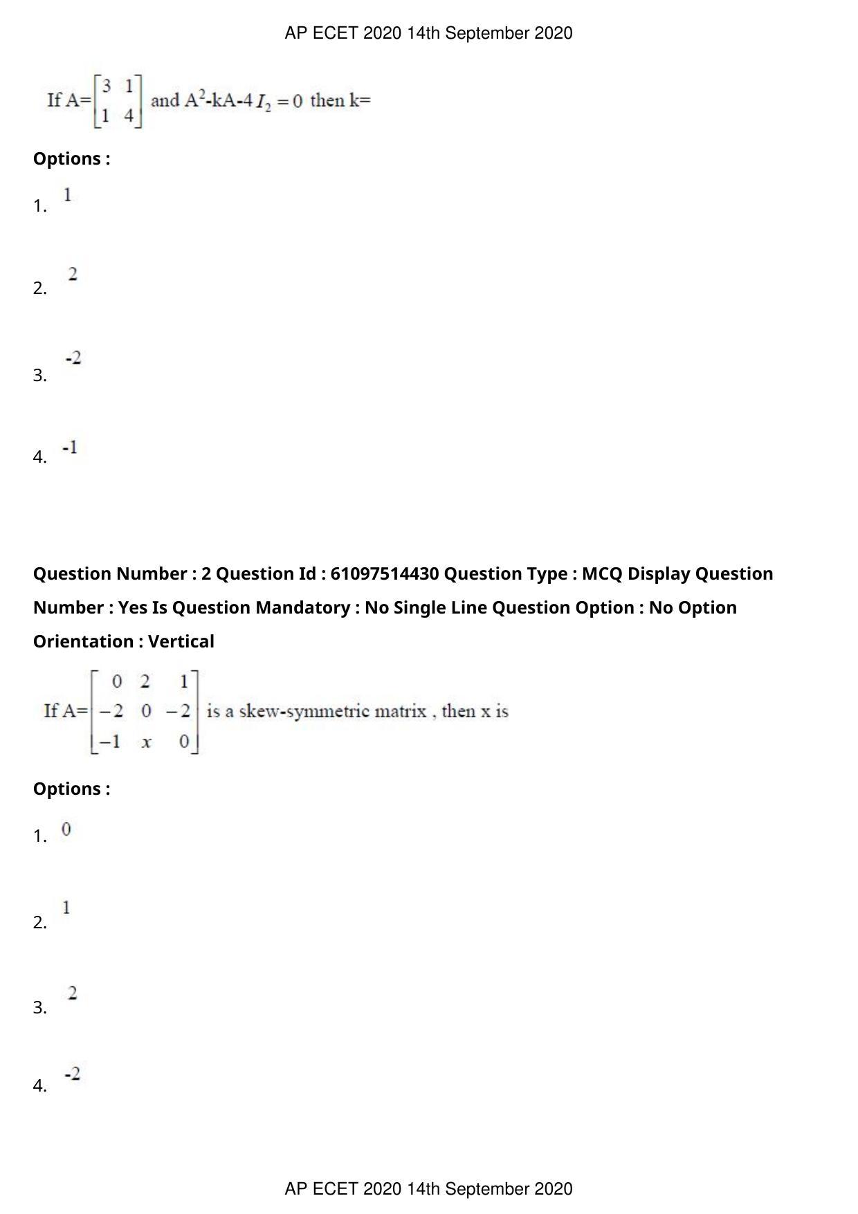 AP ECET 2020 - Mechanical Engineering (Preview) Question Paper With Preliminary Keys - Page 2