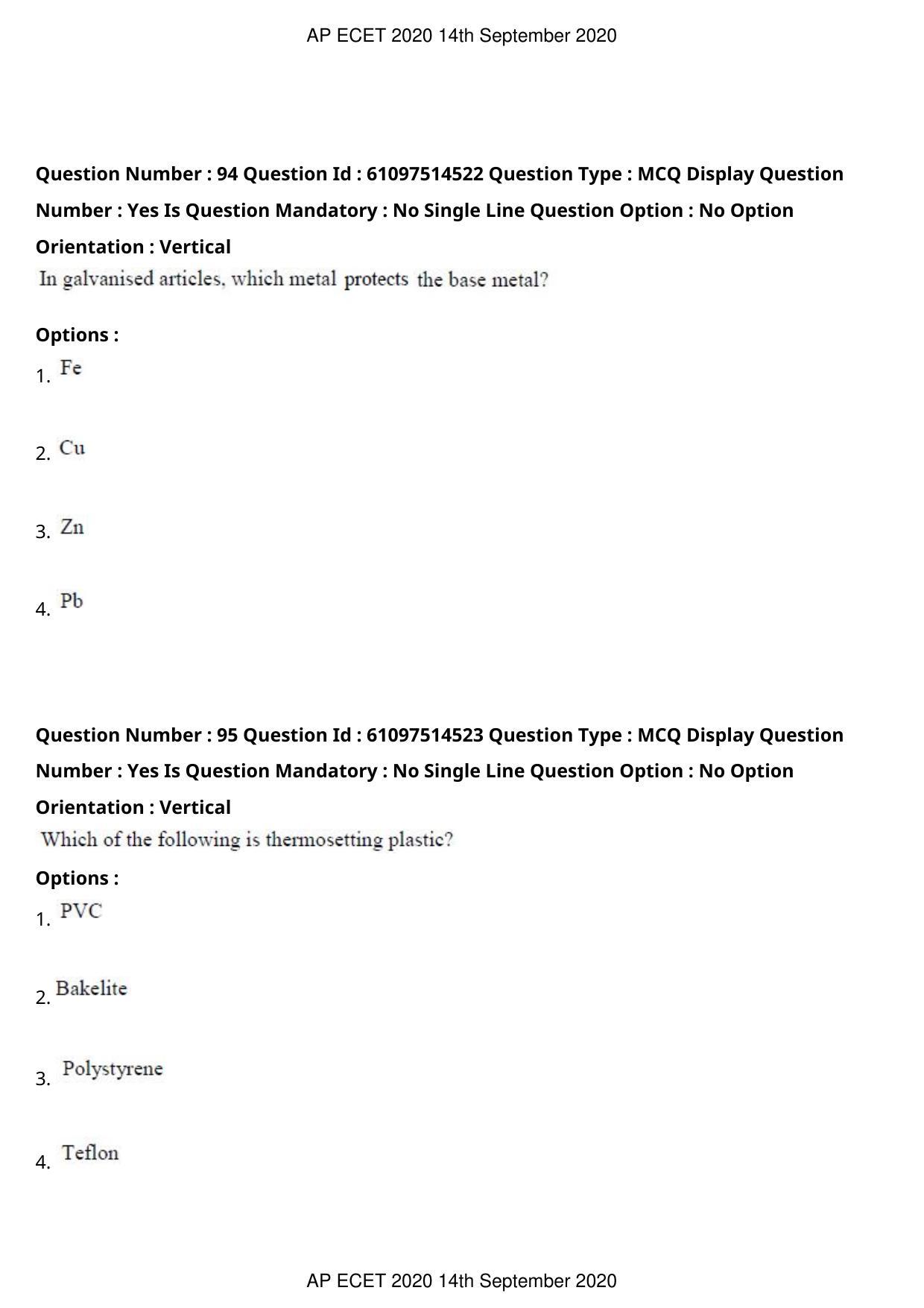 AP ECET 2020 - Mechanical Engineering (Preview) Question Paper With Preliminary Keys - Page 52