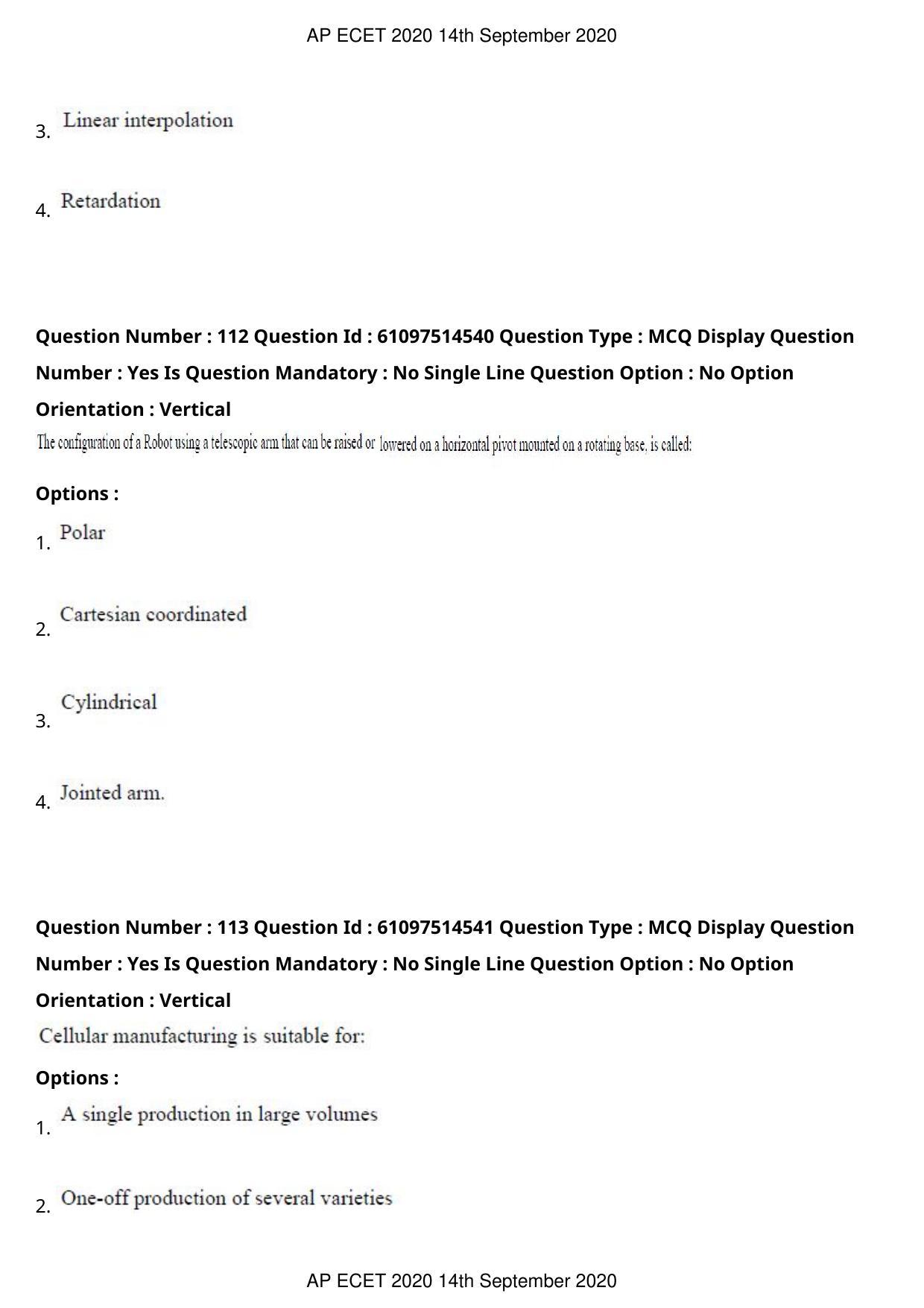 AP ECET 2020 - Mechanical Engineering (Preview) Question Paper With Preliminary Keys - Page 61