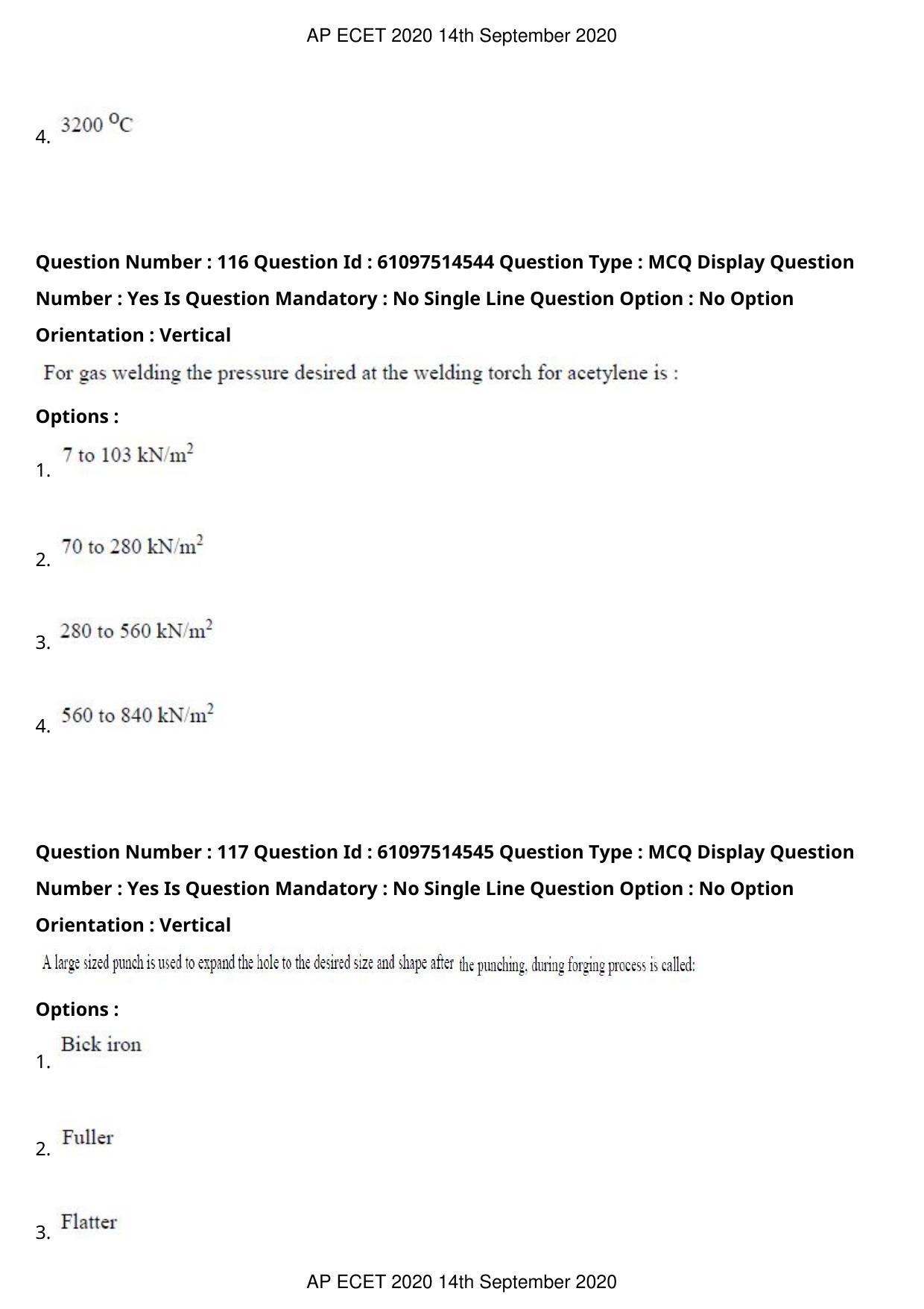 AP ECET 2020 - Mechanical Engineering (Preview) Question Paper With Preliminary Keys - Page 63