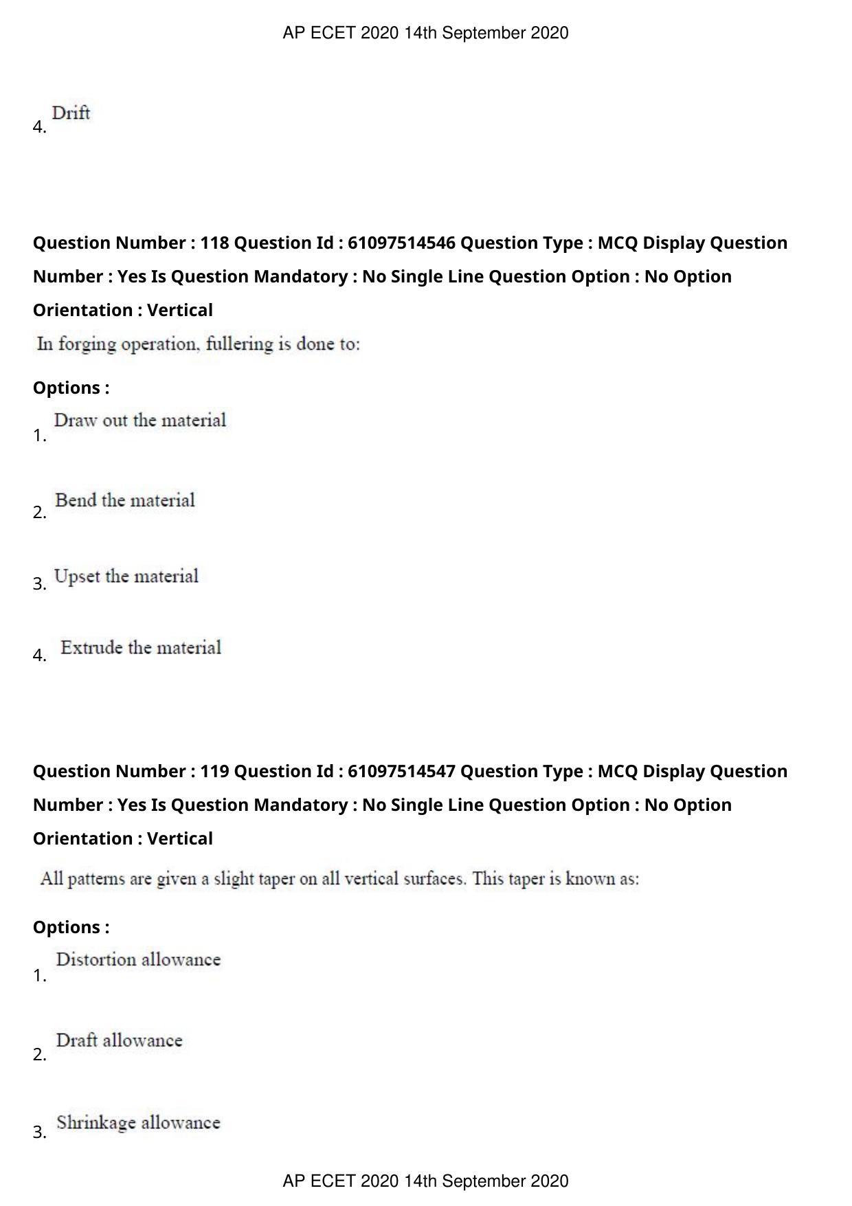 AP ECET 2020 - Mechanical Engineering (Preview) Question Paper With Preliminary Keys - Page 64