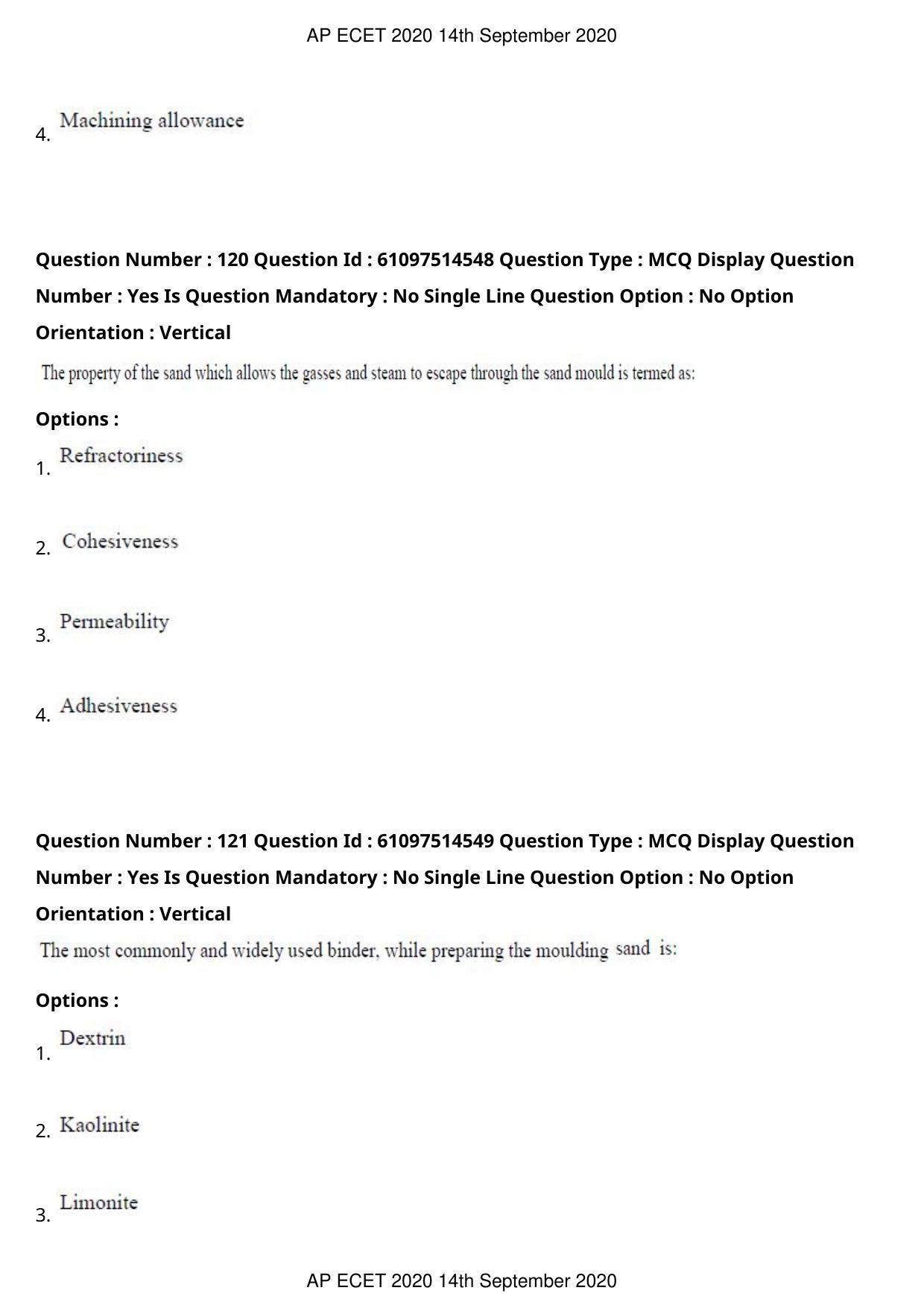 AP ECET 2020 - Mechanical Engineering (Preview) Question Paper With Preliminary Keys - Page 65
