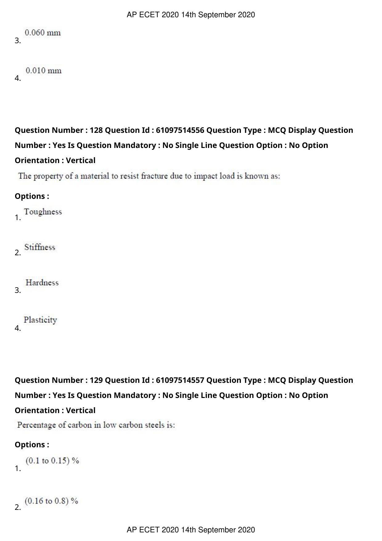 AP ECET 2020 - Mechanical Engineering (Preview) Question Paper With Preliminary Keys - Page 69