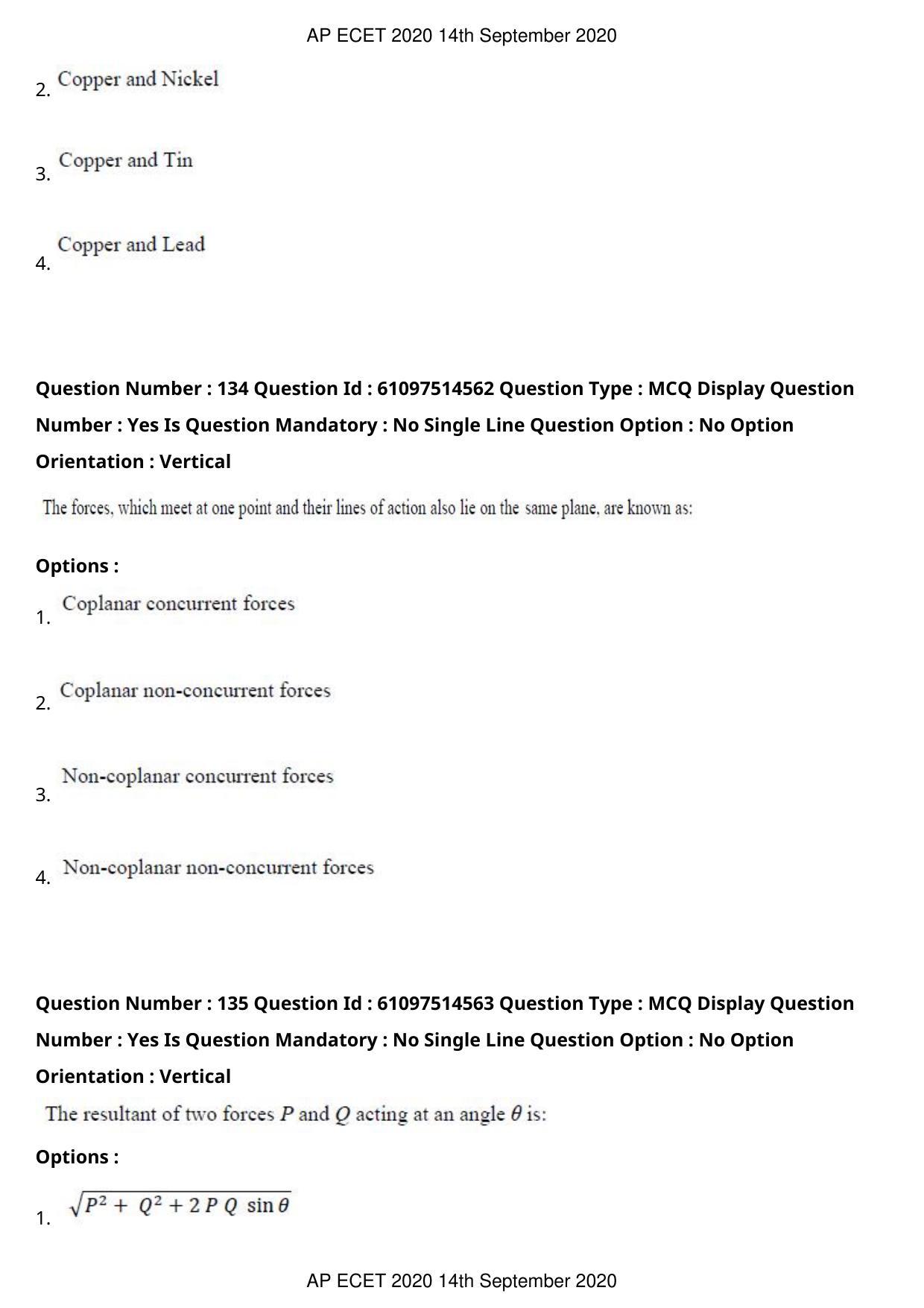 AP ECET 2020 - Mechanical Engineering (Preview) Question Paper With Preliminary Keys - Page 72