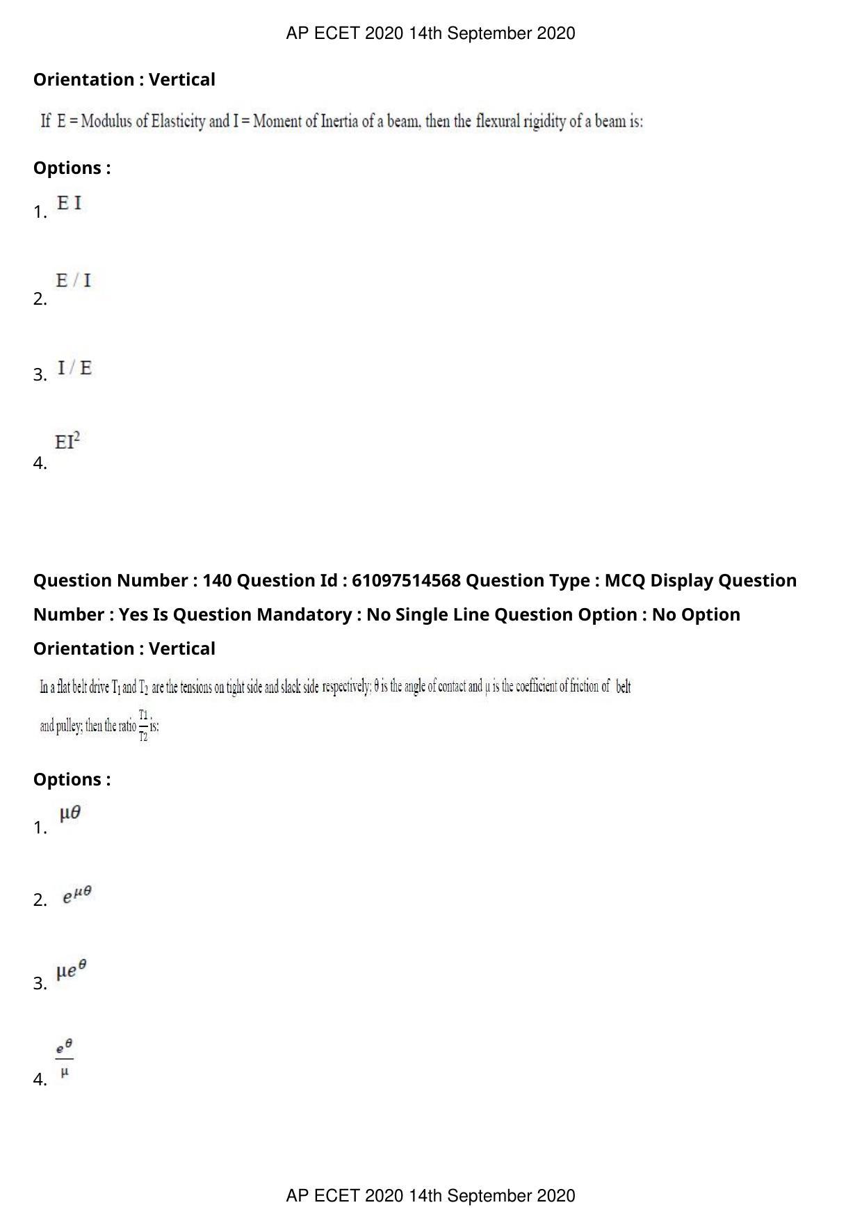 AP ECET 2020 - Mechanical Engineering (Preview) Question Paper With Preliminary Keys - Page 75