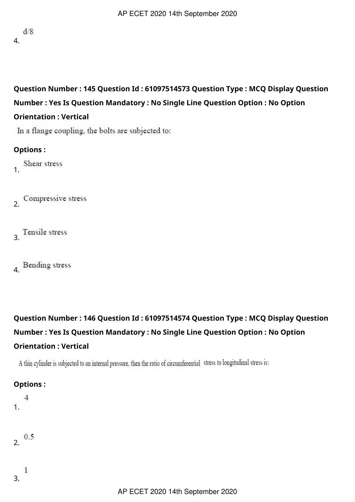 AP ECET 2020 - Mechanical Engineering (Preview) Question Paper With Preliminary Keys - Page 78