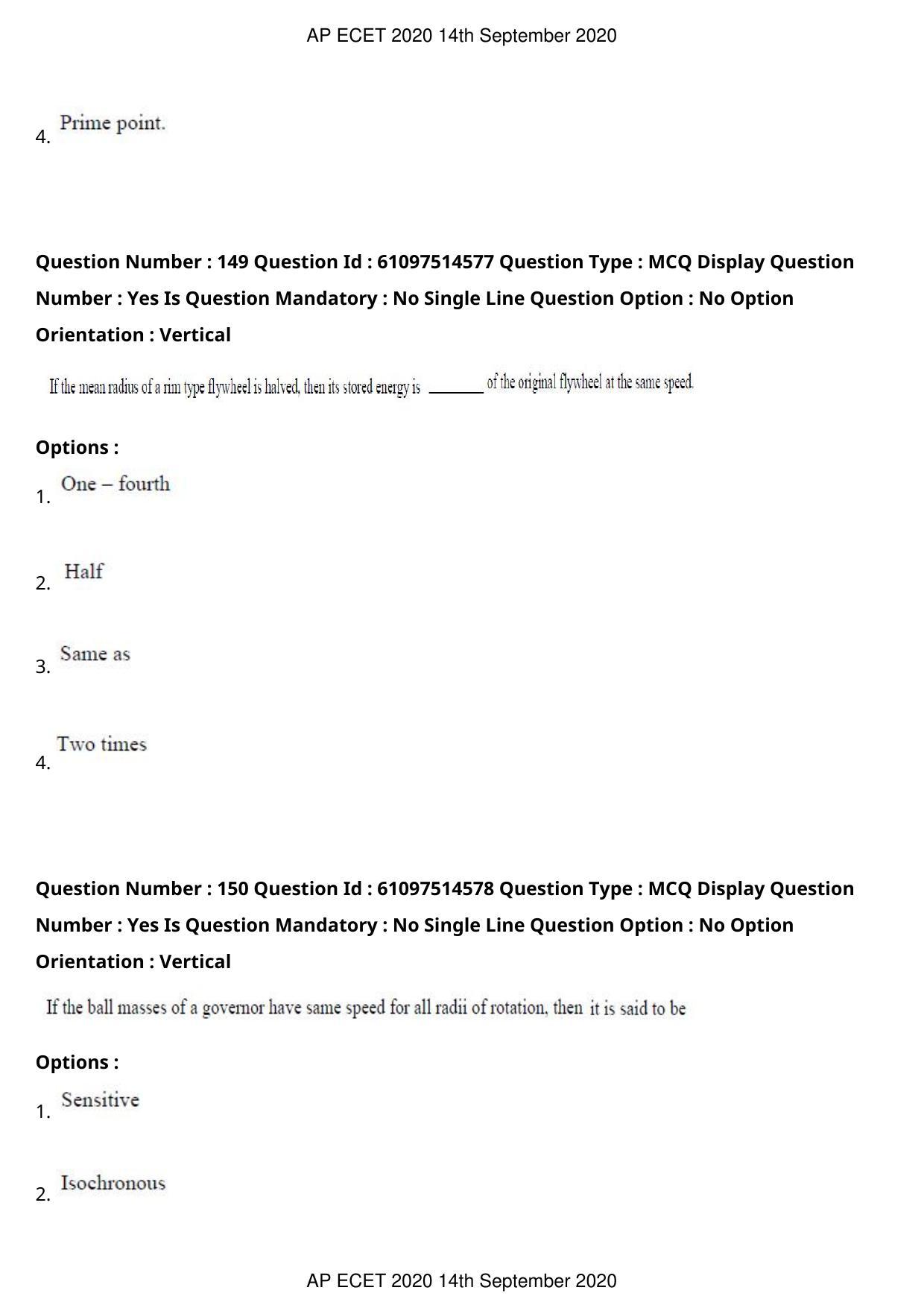 AP ECET 2020 - Mechanical Engineering (Preview) Question Paper With Preliminary Keys - Page 80
