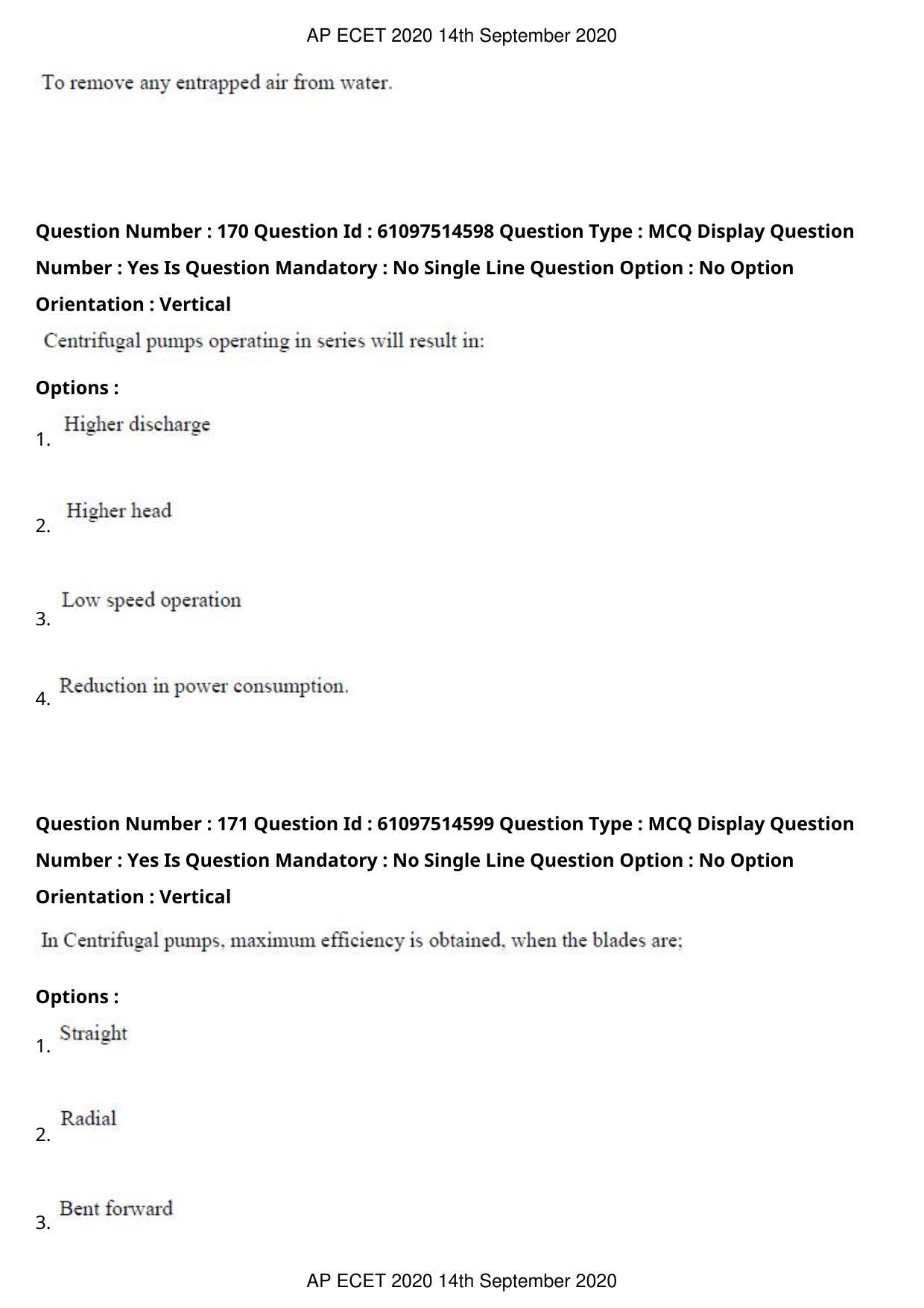 AP ECET 2020 - Mechanical Engineering (Preview) Question Paper With Preliminary Keys - Page 91