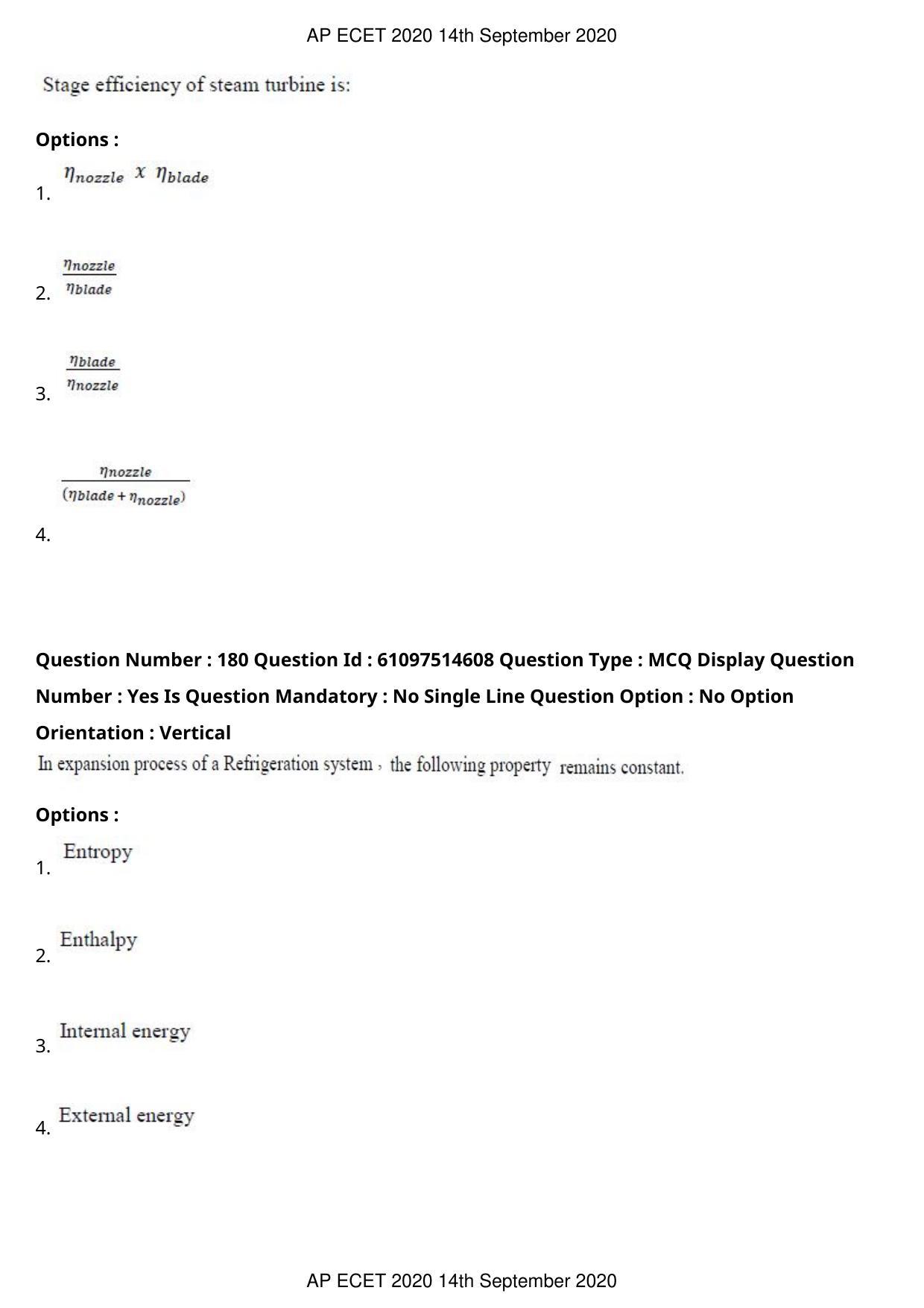 AP ECET 2020 - Mechanical Engineering (Preview) Question Paper With Preliminary Keys - Page 96