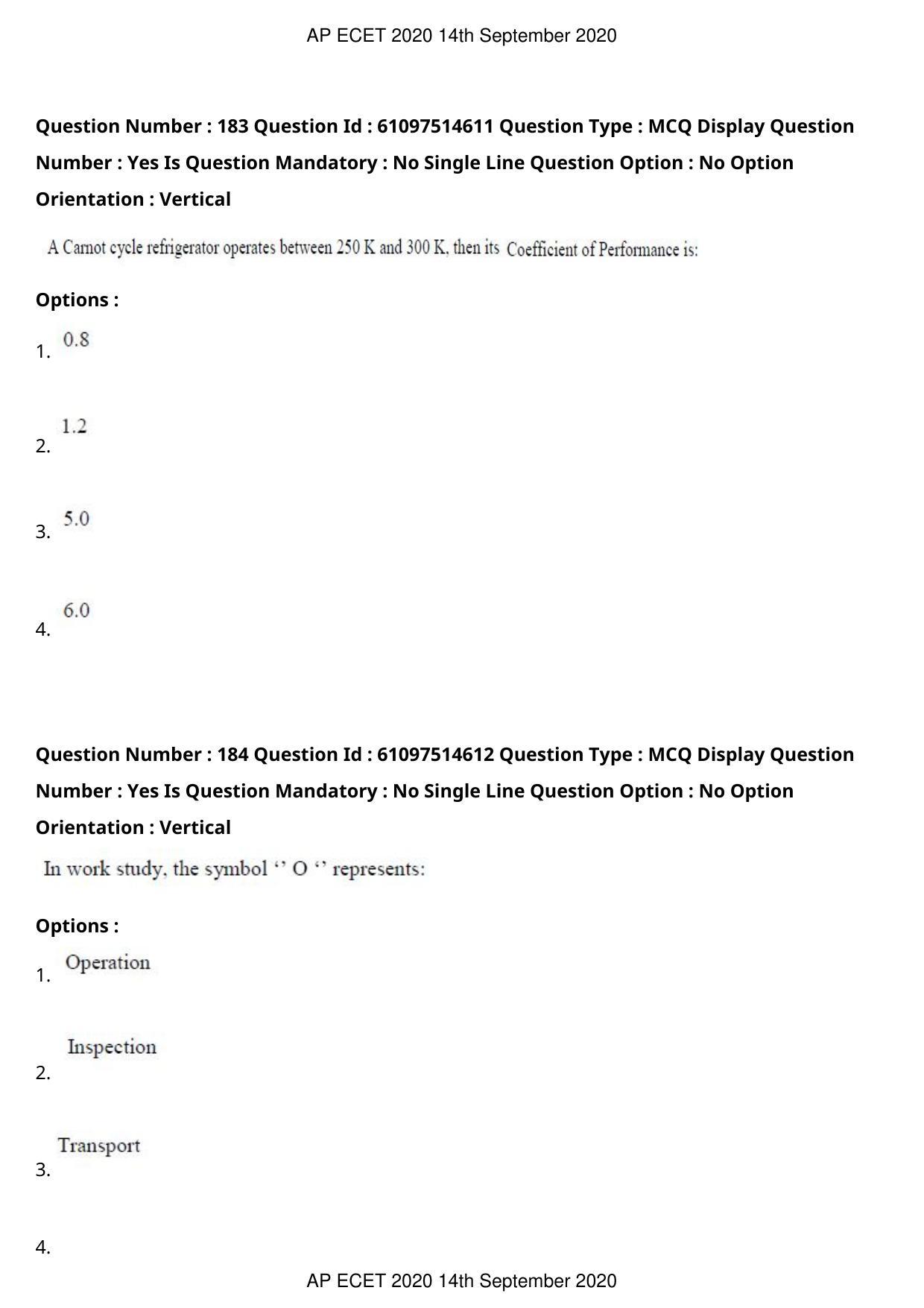 AP ECET 2020 - Mechanical Engineering (Preview) Question Paper With Preliminary Keys - Page 98