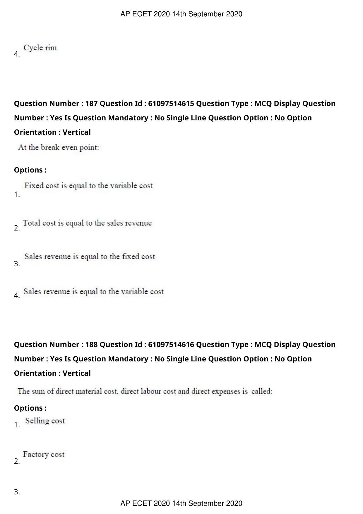 AP ECET 2020 - Mechanical Engineering (Preview) Question Paper With Preliminary Keys - Page 100