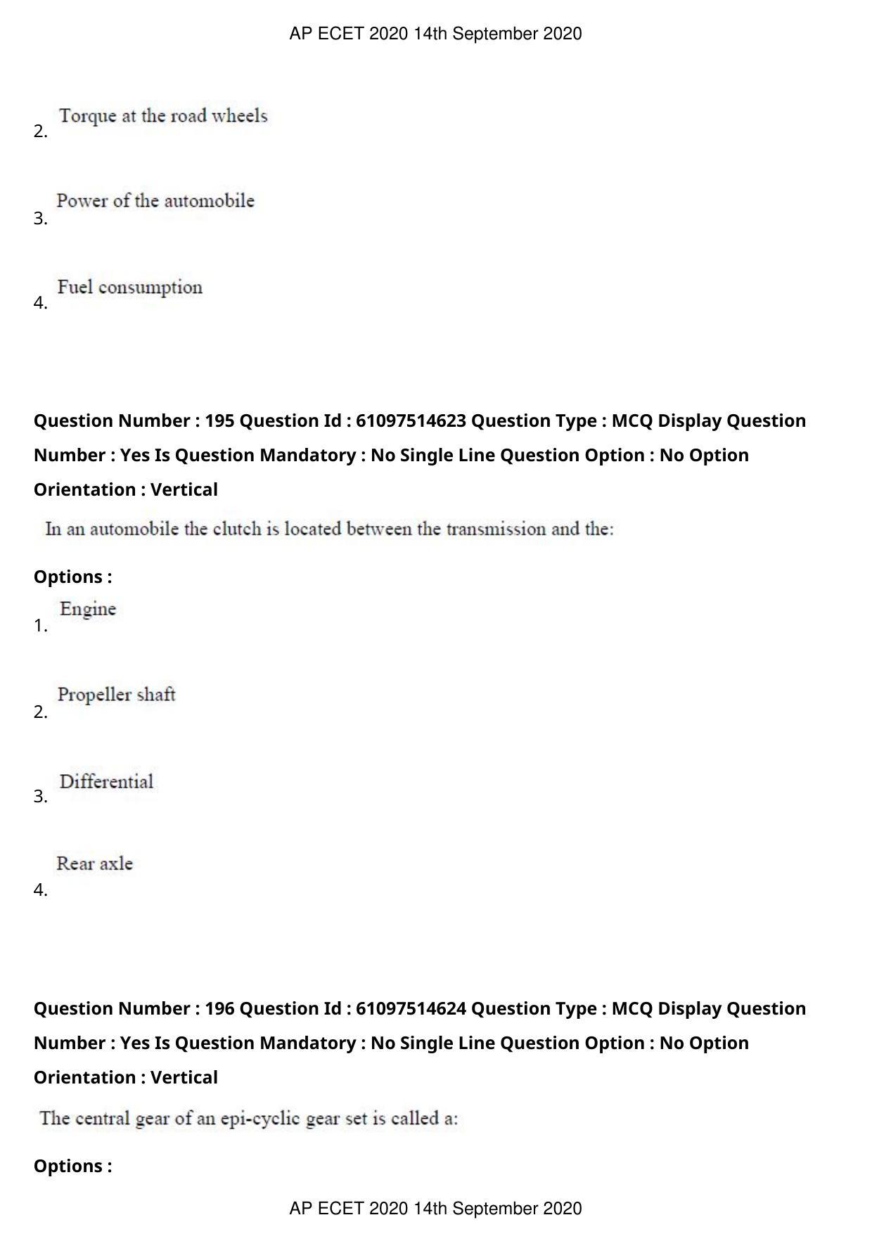 AP ECET 2020 - Mechanical Engineering (Preview) Question Paper With Preliminary Keys - Page 104