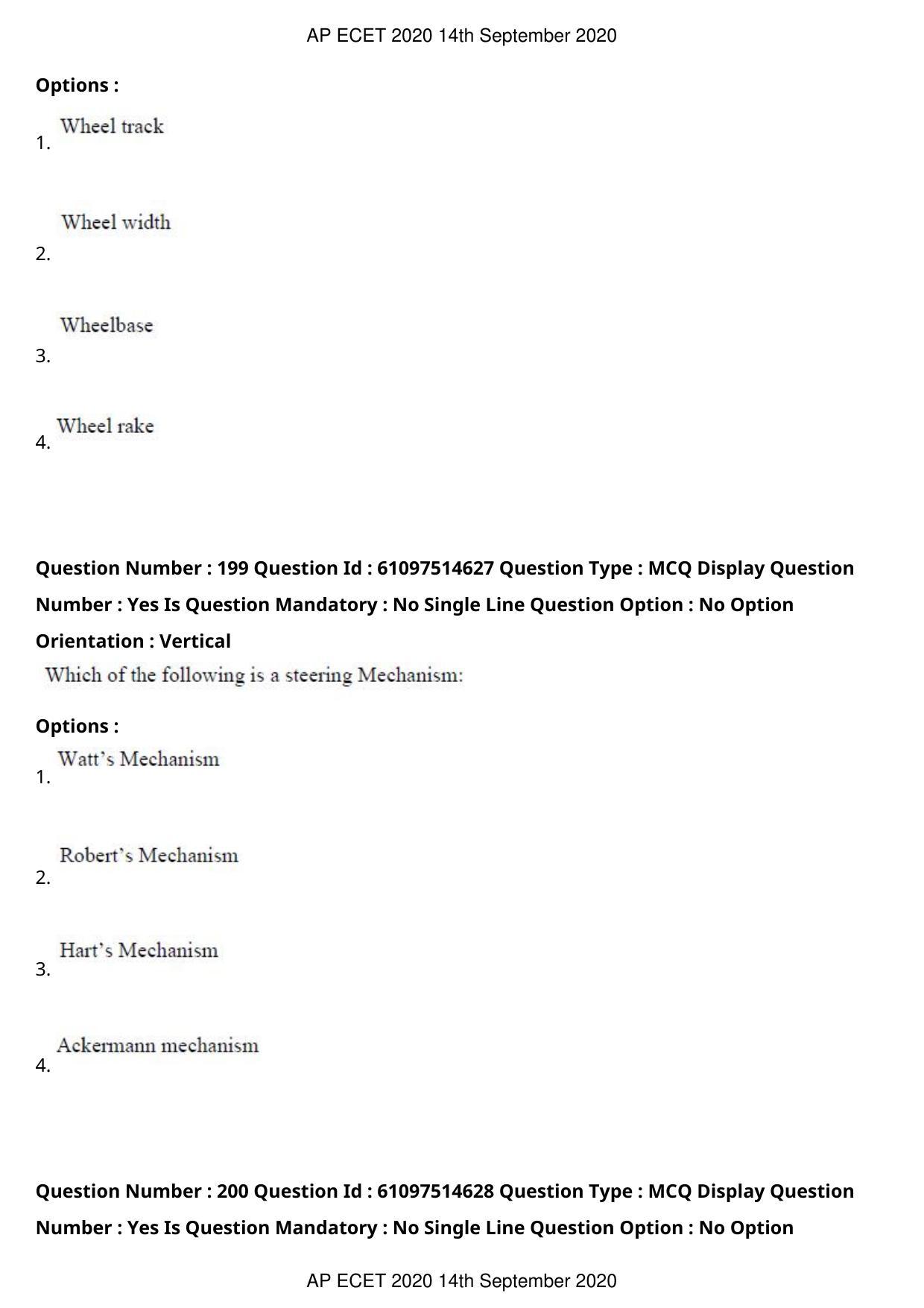 AP ECET 2020 - Mechanical Engineering (Preview) Question Paper With Preliminary Keys - Page 106