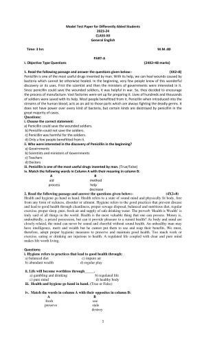 PSEB Class 12th English (DA Students) Model Paper 2024
