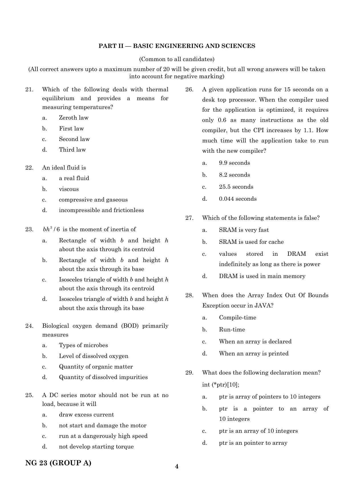 CEETA PG 2023 M.E / M.TECH/ M.ARCH / M.PLAN (GROUP A) Question Paper - Page 5