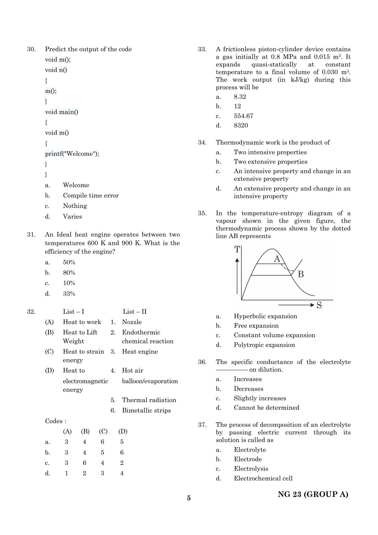 CEETA PG 2023 M.E / M.TECH/ M.ARCH / M.PLAN (GROUP A) Question Paper - Page 6
