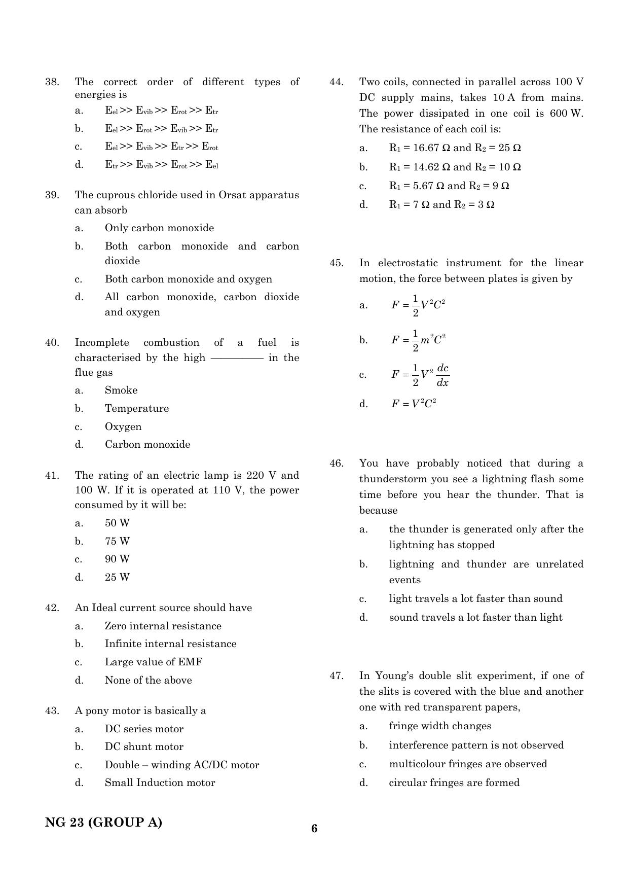 CEETA PG 2023 M.E / M.TECH/ M.ARCH / M.PLAN (GROUP A) Question Paper - Page 7