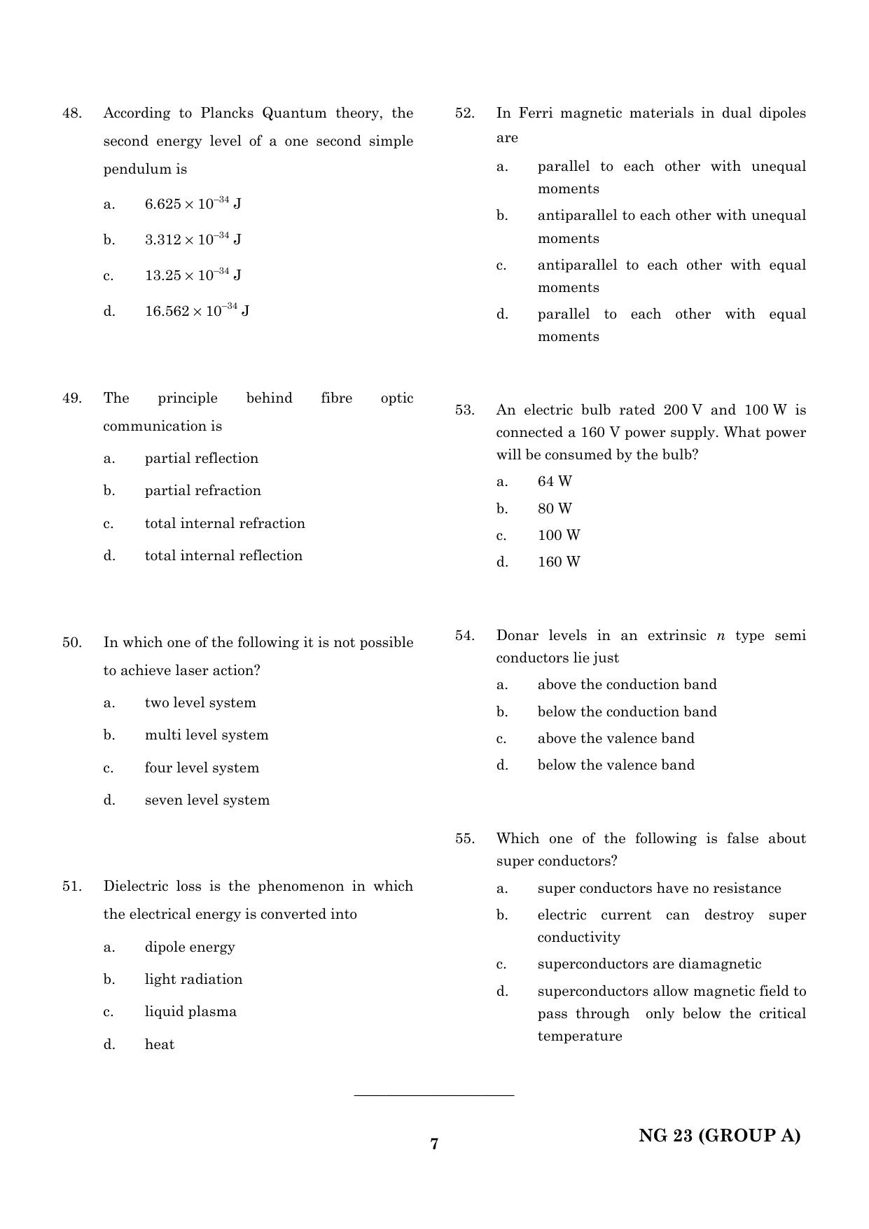 CEETA PG 2023 M.E / M.TECH/ M.ARCH / M.PLAN (GROUP A) Question Paper - Page 8