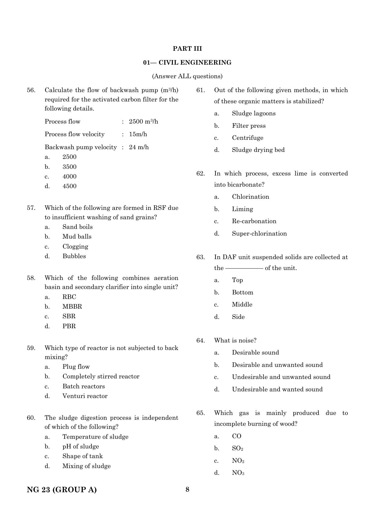 CEETA PG 2023 M.E / M.TECH/ M.ARCH / M.PLAN (GROUP A) Question Paper - Page 9