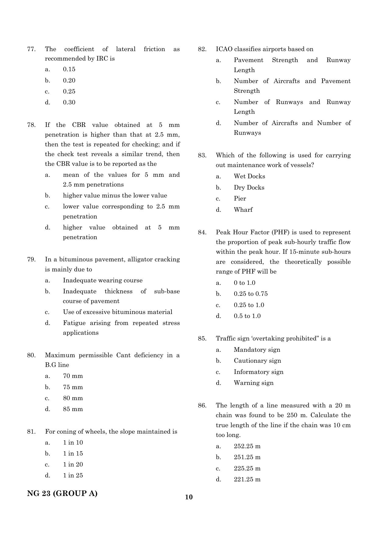 CEETA PG 2023 M.E / M.TECH/ M.ARCH / M.PLAN (GROUP A) Question Paper - Page 11