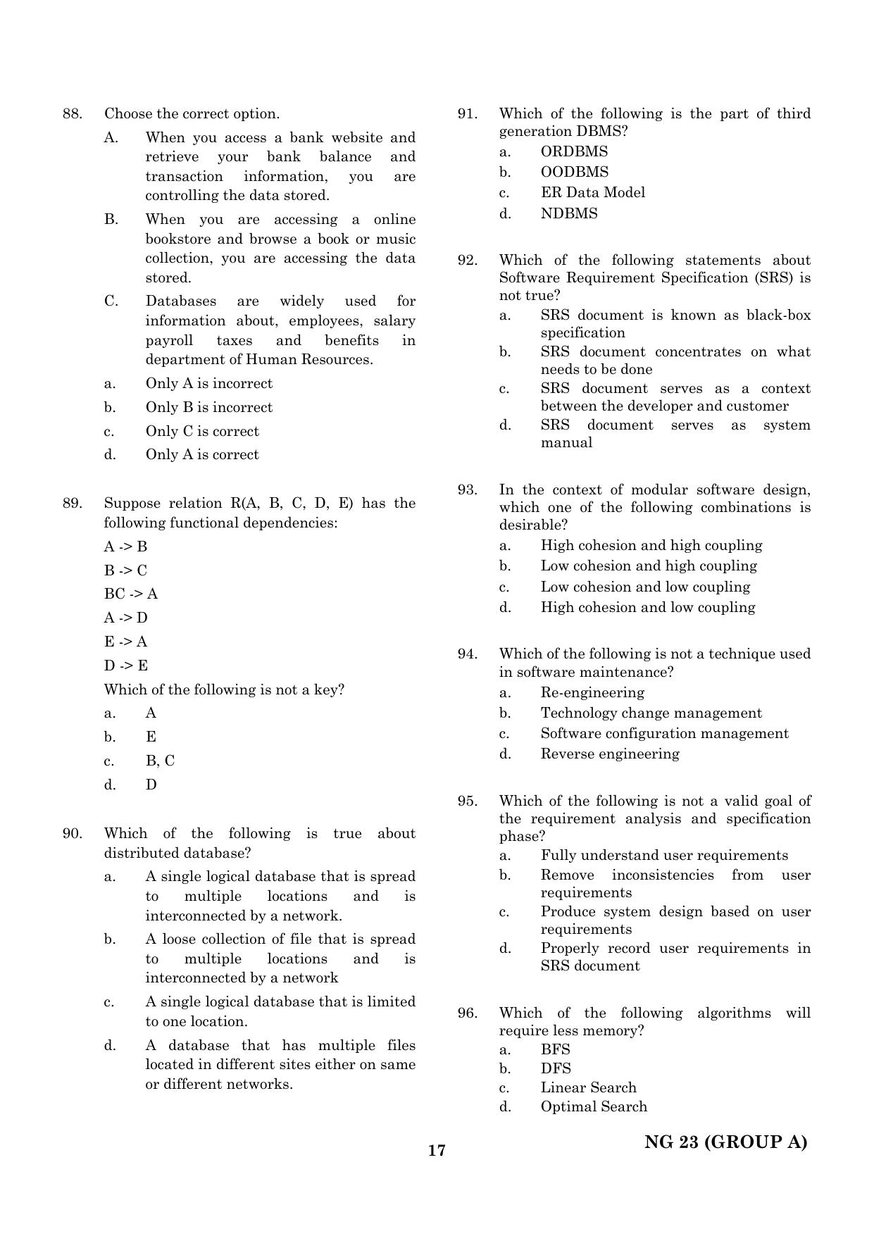 CEETA PG 2023 M.E / M.TECH/ M.ARCH / M.PLAN (GROUP A) Question Paper - Page 18