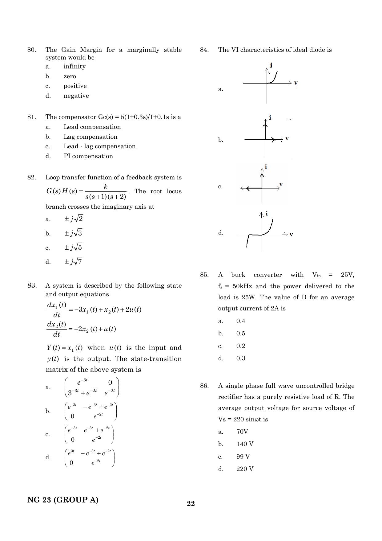 CEETA PG 2023 M.E / M.TECH/ M.ARCH / M.PLAN (GROUP A) Question Paper - Page 23