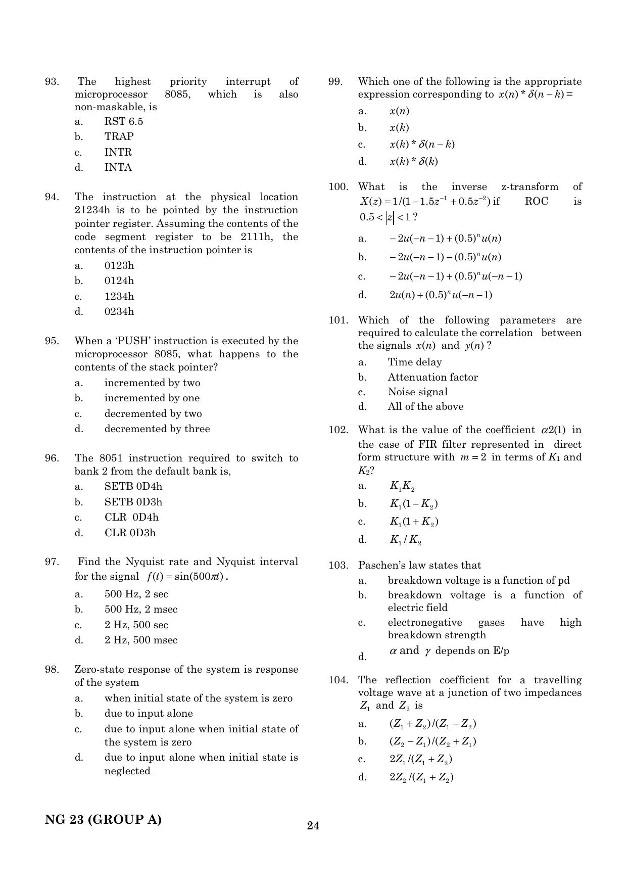 CEETA PG 2023 M.E / M.TECH/ M.ARCH / M.PLAN (GROUP A) Question Paper - Page 25