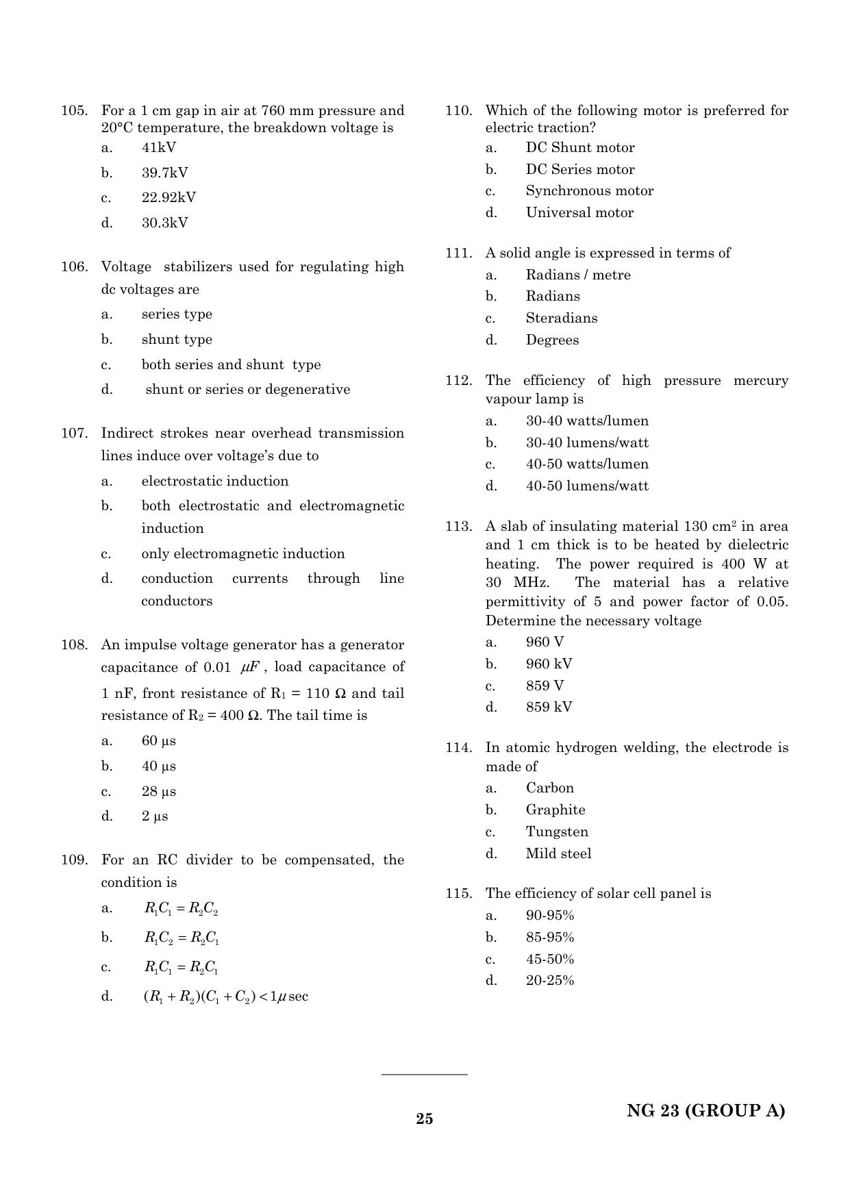 CEETA PG 2023 M.E / M.TECH/ M.ARCH / M.PLAN (GROUP A) Question Paper - Page 26