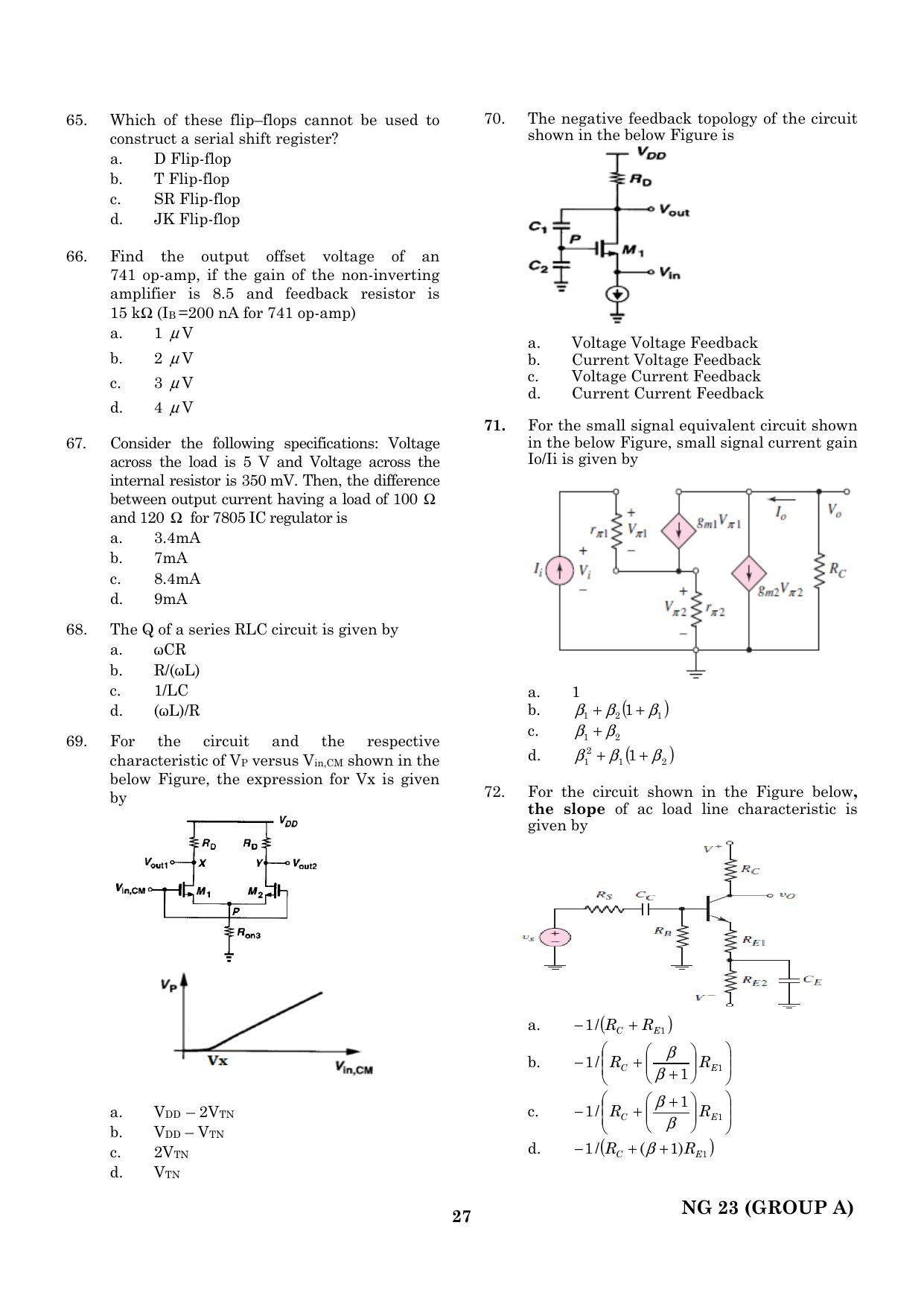 CEETA PG 2023 M.E / M.TECH/ M.ARCH / M.PLAN (GROUP A) Question Paper - Page 28
