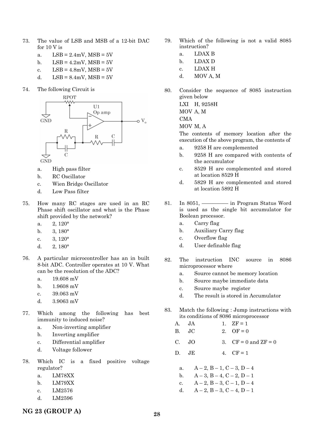 CEETA PG 2023 M.E / M.TECH/ M.ARCH / M.PLAN (GROUP A) Question Paper - Page 29