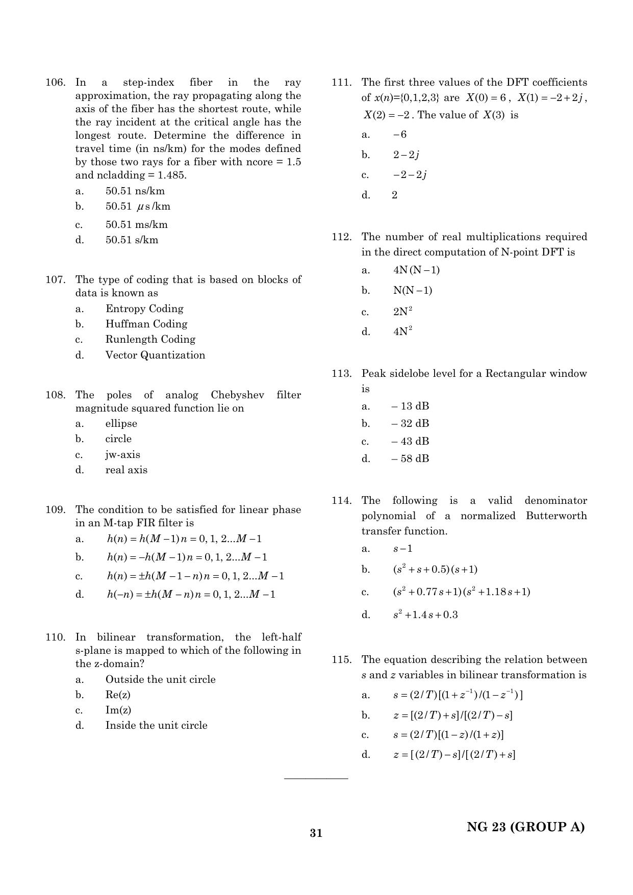 CEETA PG 2023 M.E / M.TECH/ M.ARCH / M.PLAN (GROUP A) Question Paper - Page 32