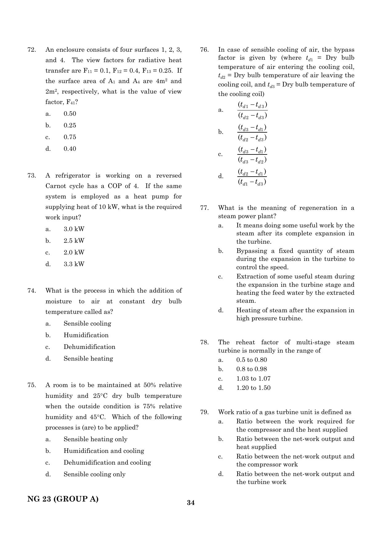 CEETA PG 2023 M.E / M.TECH/ M.ARCH / M.PLAN (GROUP A) Question Paper - Page 35