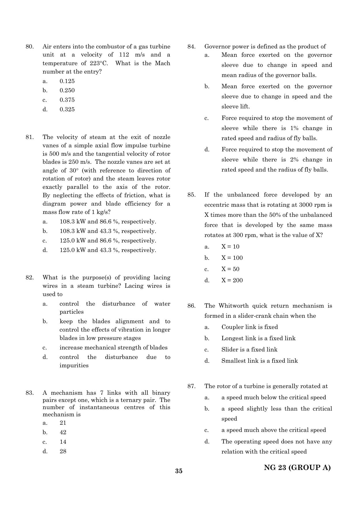 CEETA PG 2023 M.E / M.TECH/ M.ARCH / M.PLAN (GROUP A) Question Paper - Page 36
