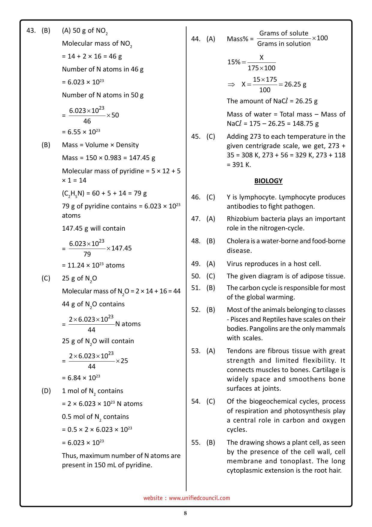NSTSE 2023 Class 9 Answer Key (Paper Code 484) - Page 8
