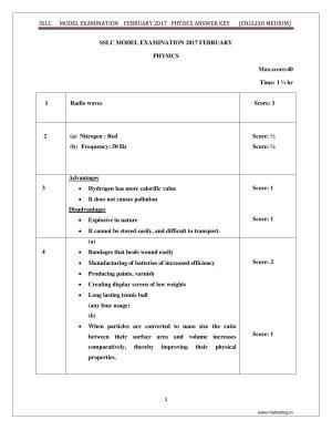 Kerala SSLC 2017 Physics Answer key (EM) (Model)