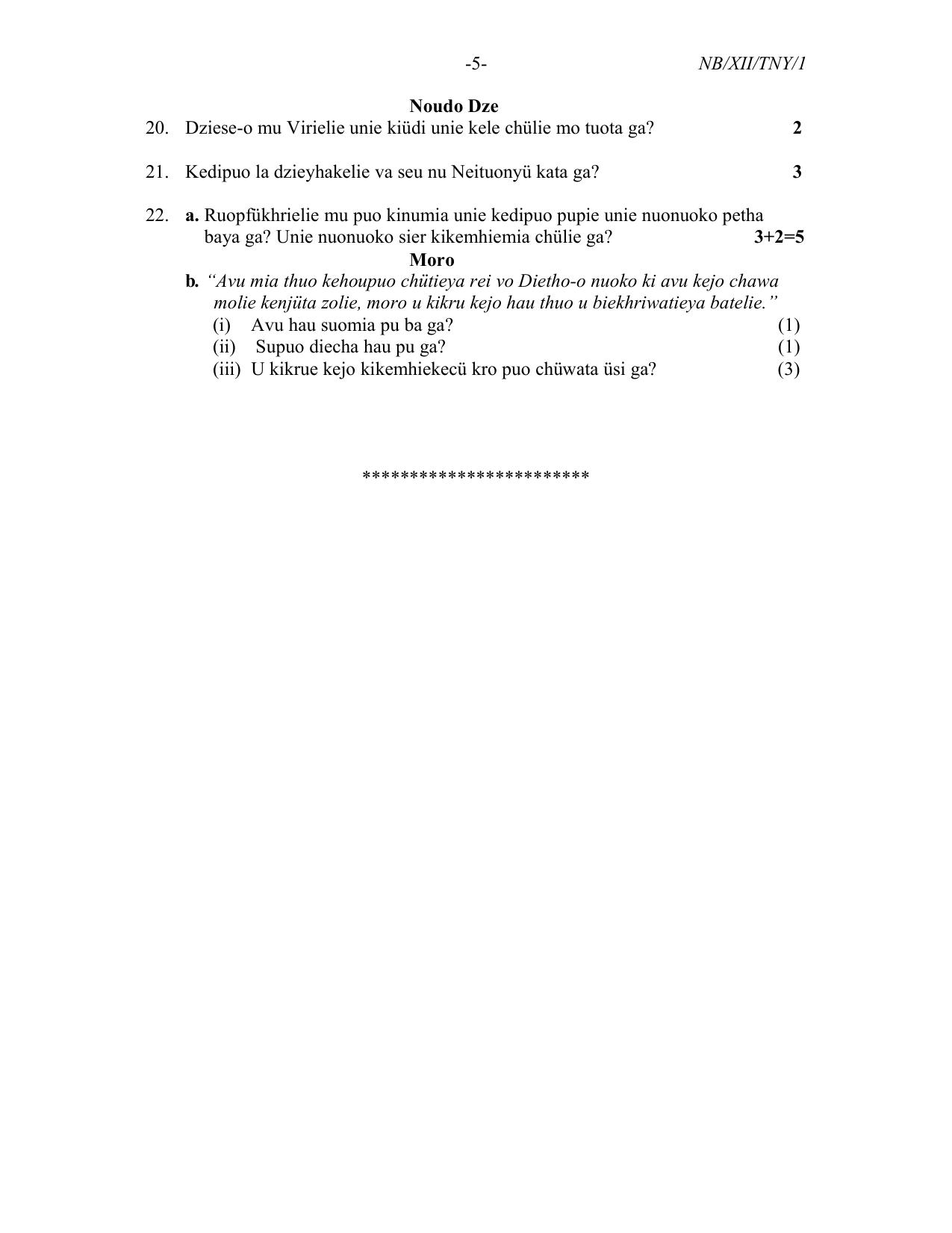 Nagaland Board Class 12 Tenyidie 2021 Question Paper - Page 5
