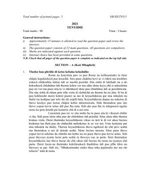 Nagaland Board Class 12 Tenyidie 2021 Question Paper